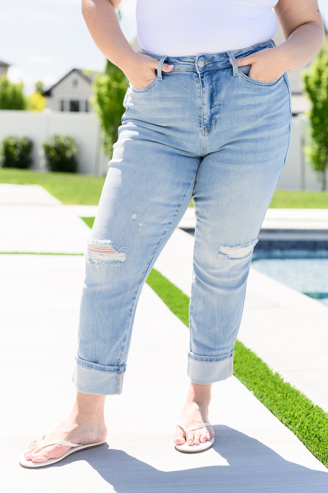 Sam Mid Rise Star Pocket Boyfriend Jeans - Loving God