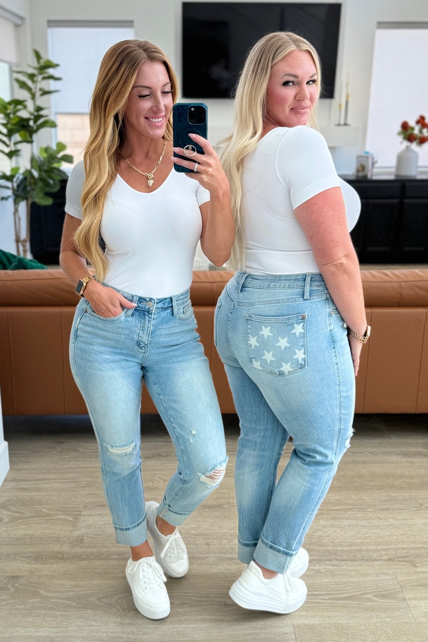Sam Mid Rise Star Pocket Boyfriend Jeans - Loving God