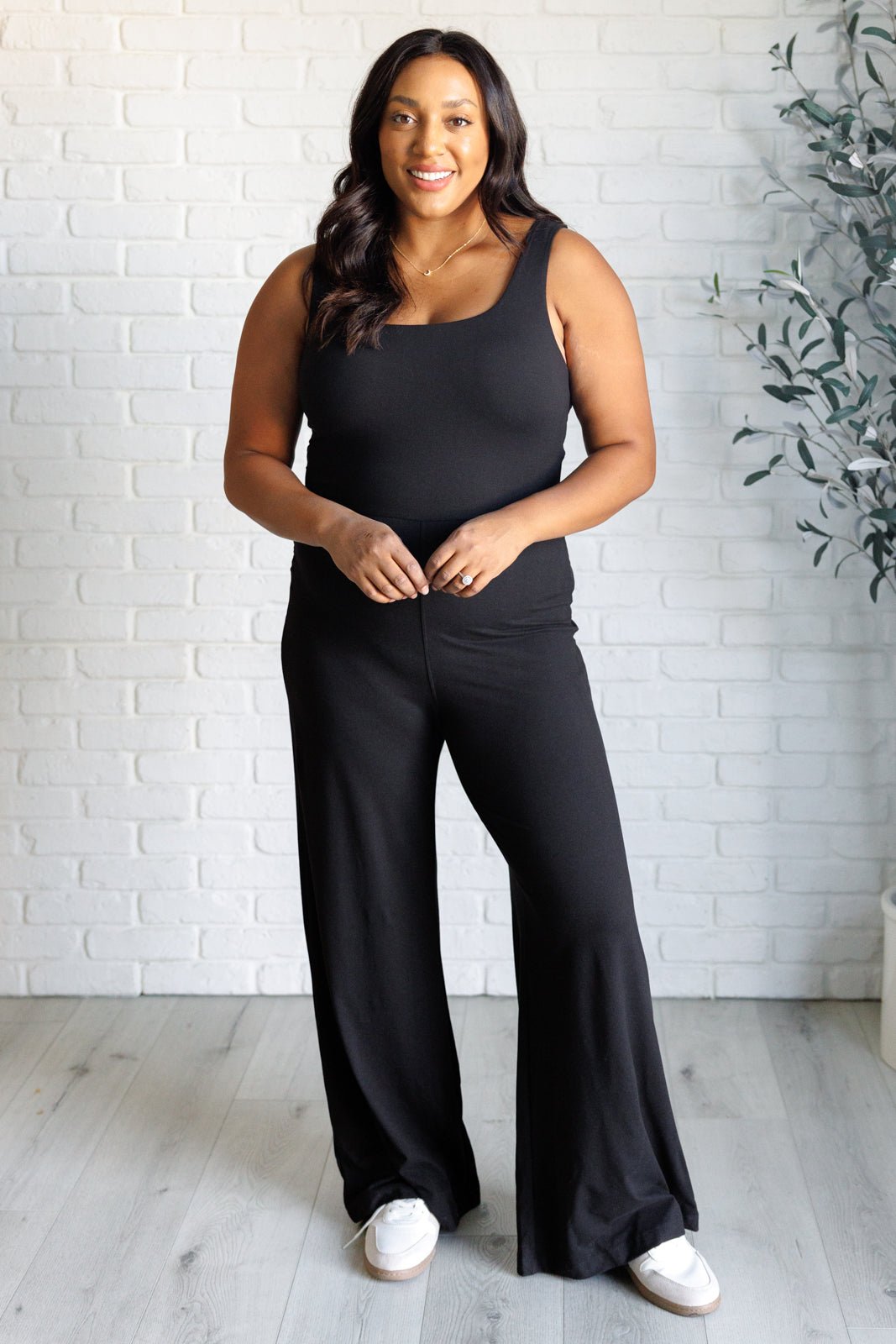 Shavasana Everyday Wide Leg Jumpsuit in Black - Loving God