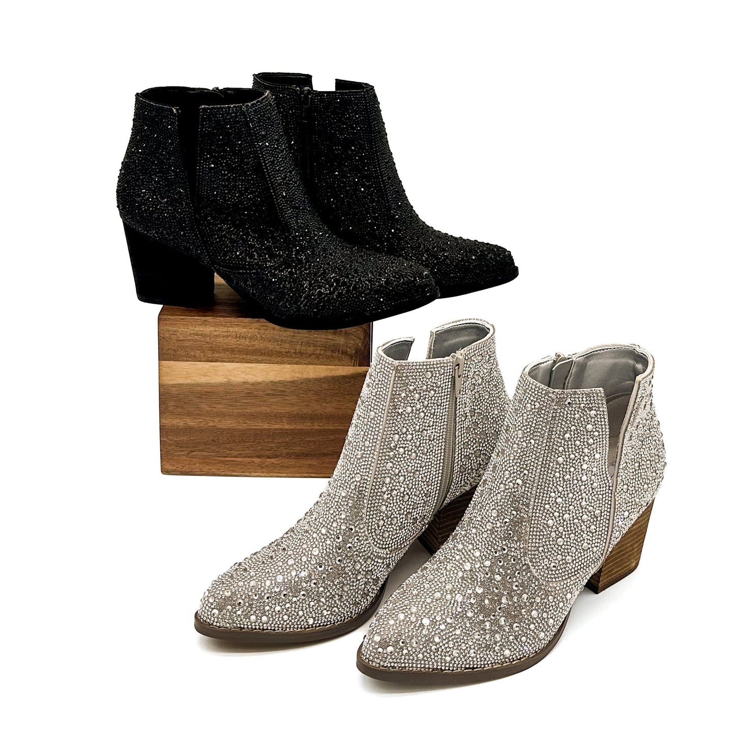Shine Star Rhinestone Bootie in Silver - Loving God
