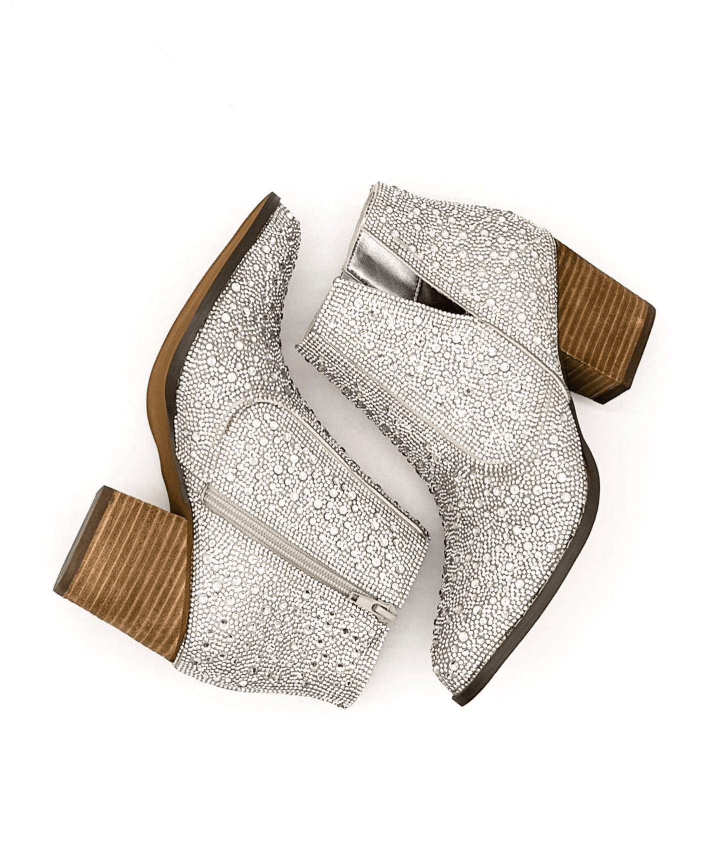 Shine Star Rhinestone Bootie in Silver - Loving God