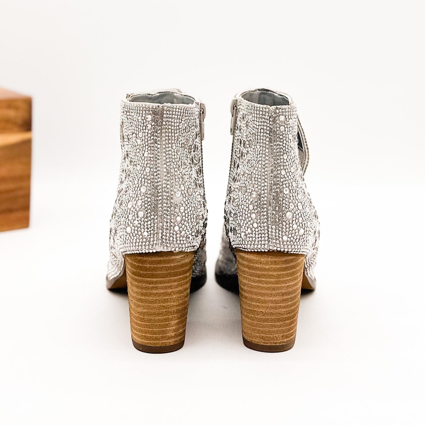 Shine Star Rhinestone Bootie in Silver - Loving God