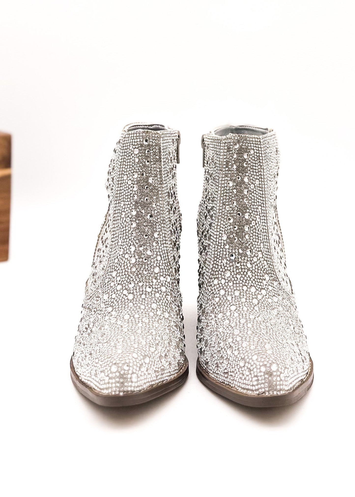 Shine Star Rhinestone Bootie in Silver - Loving God