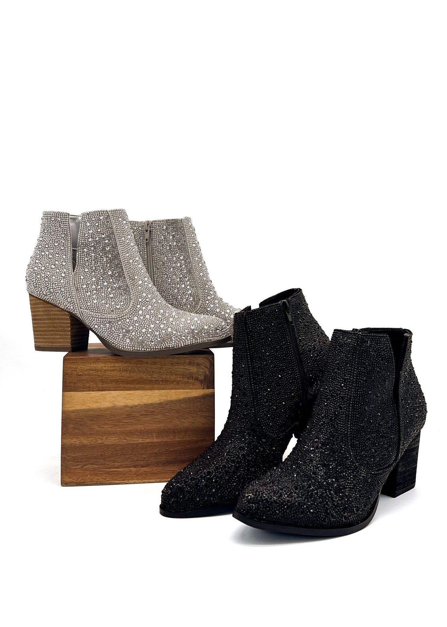 Shine Star Rhinestone Bootie in Silver - Loving God