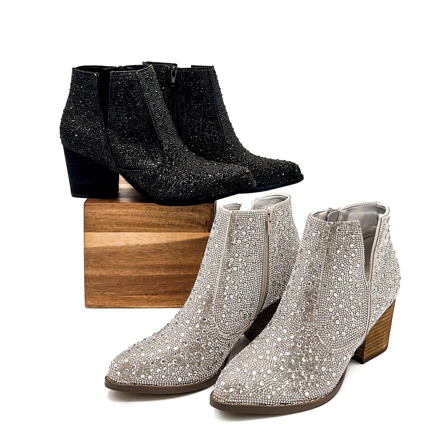 Shine Star Rhinestone Bootie in Silver - Loving God