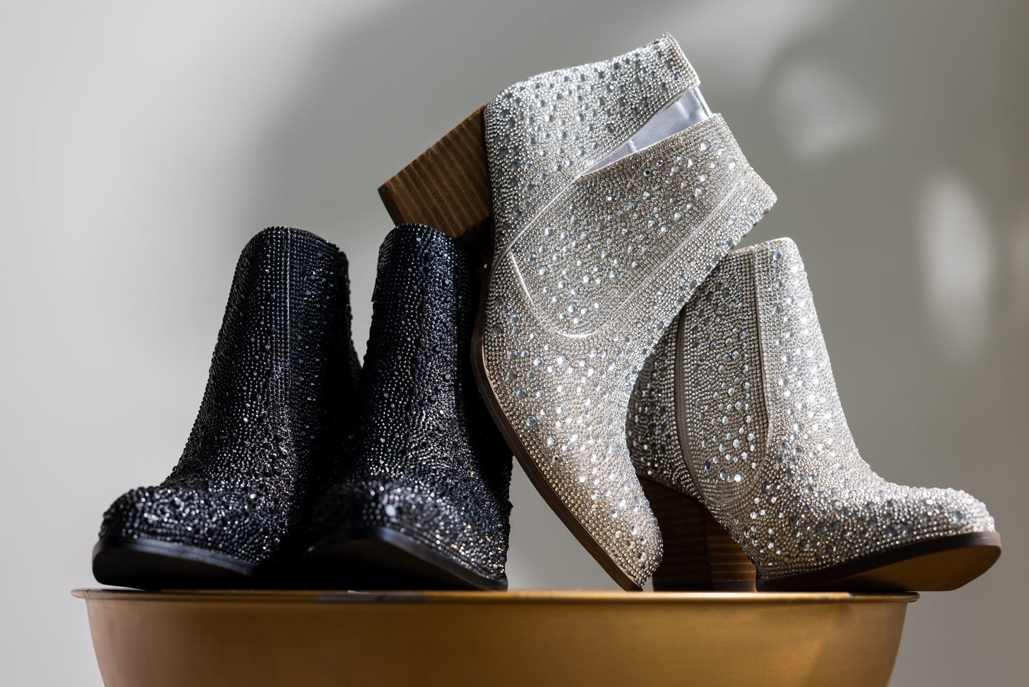 Shine Star Rhinestone Bootie in Silver - Loving God