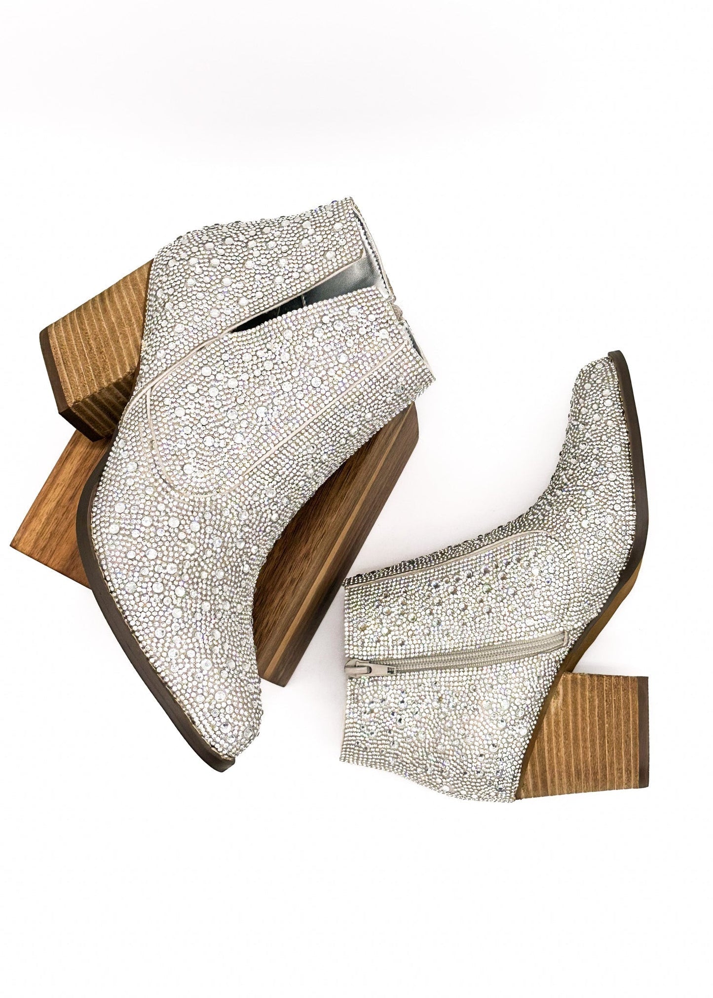 Shine Star Rhinestone Bootie in Silver - Loving God