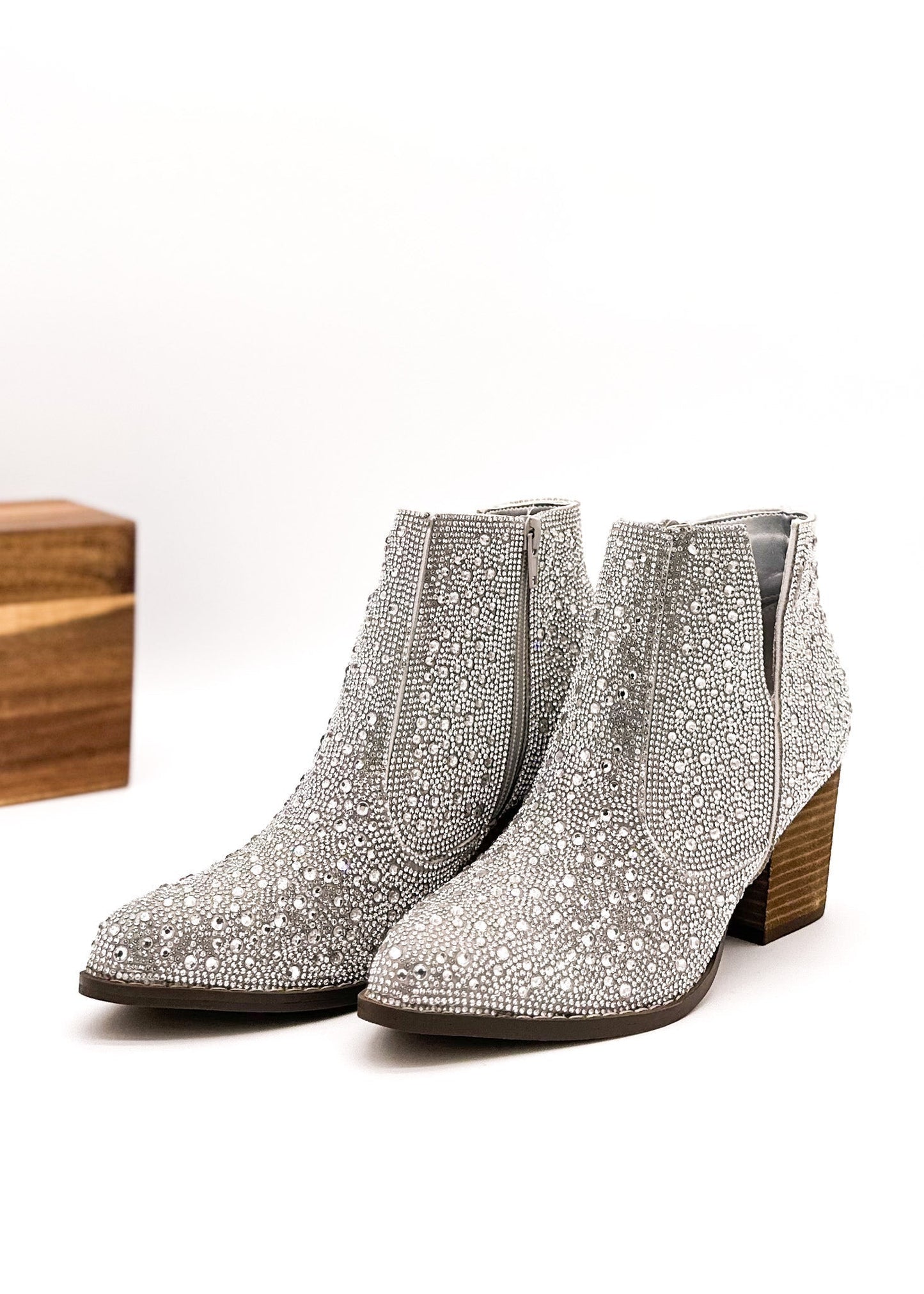 Shine Star Rhinestone Bootie in Silver - Loving God