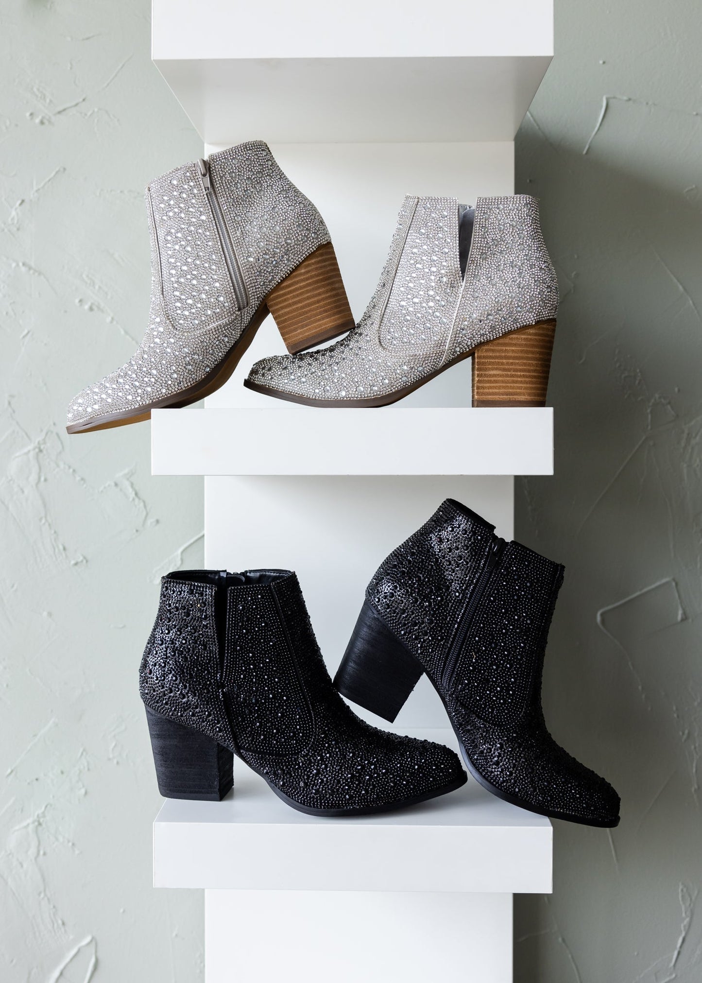 Shine Star Rhinestone Bootie in Silver - Loving God