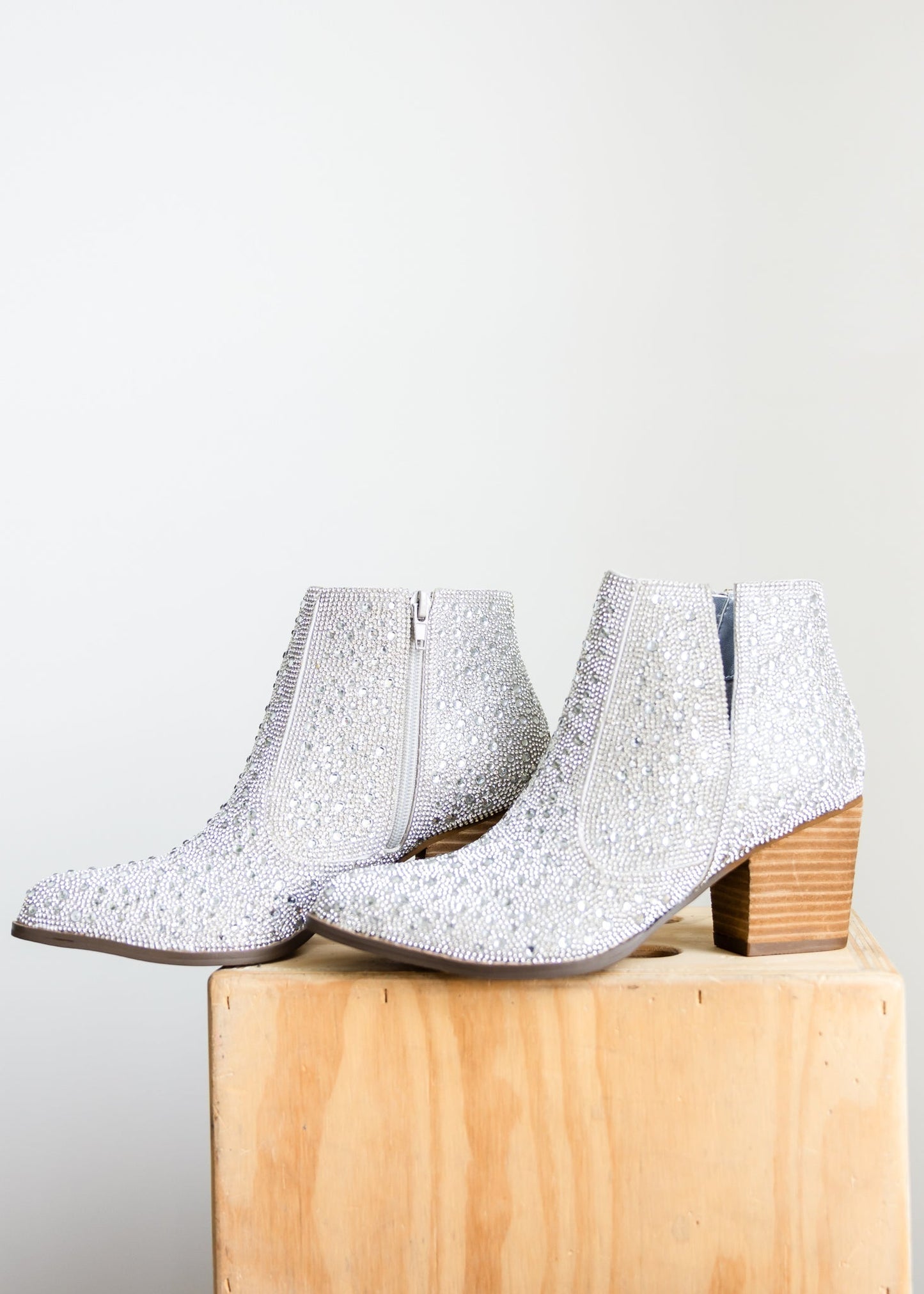 Shine Star Rhinestone Bootie in Silver - Loving God