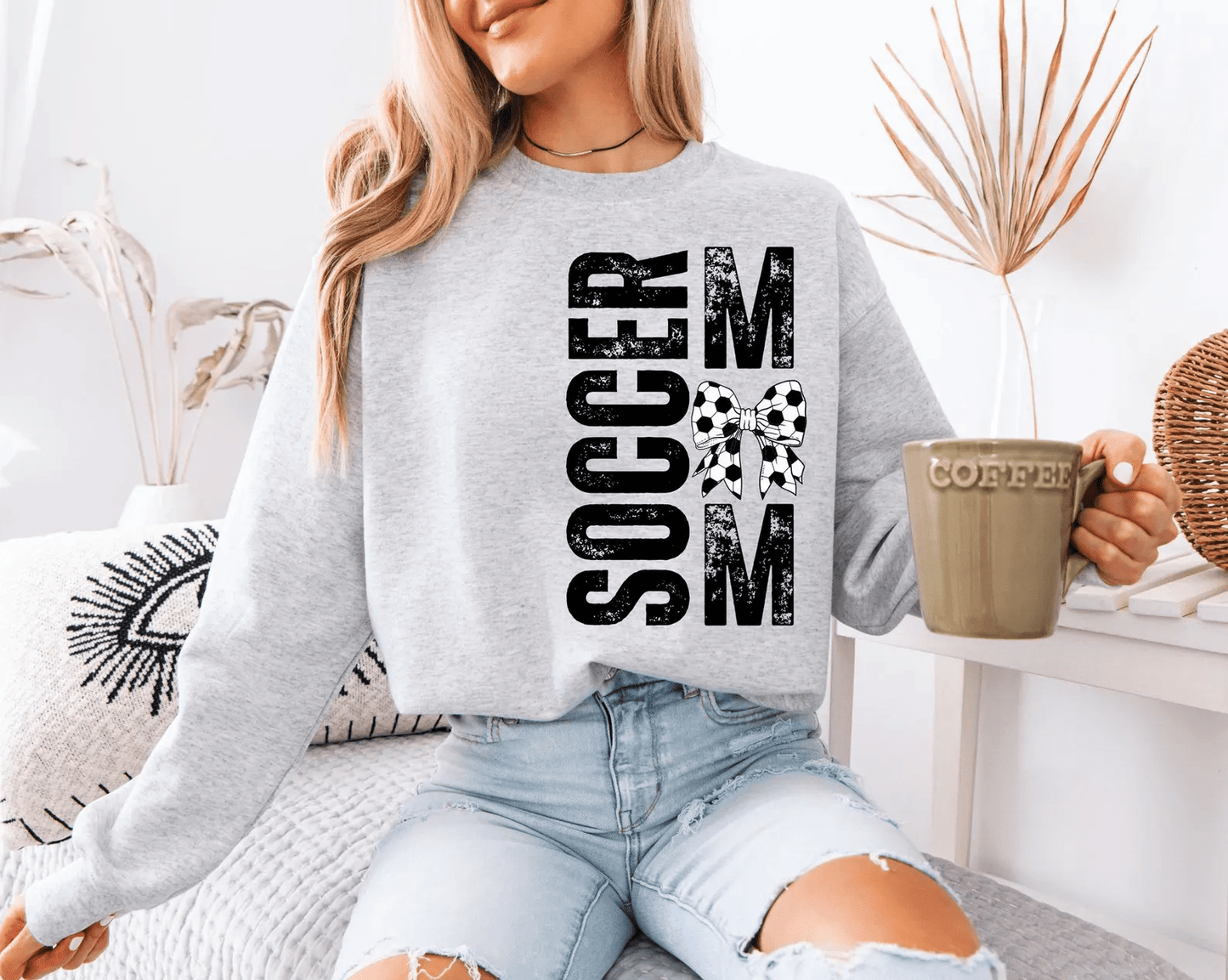 Soccer mom Bow Crewneck Sweatshirt - Loving God