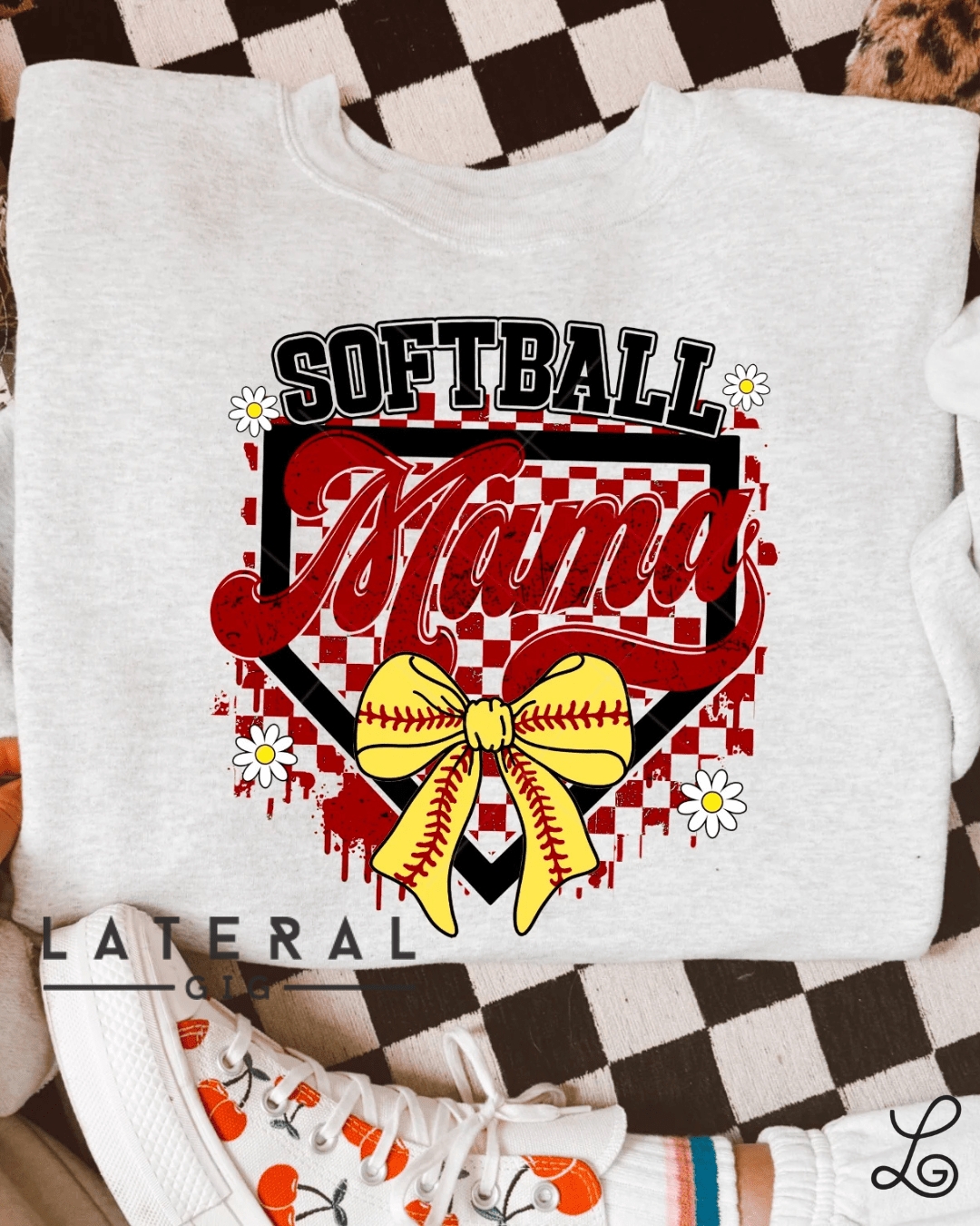 Softball Mama Checkered Graphic Tee - Loving God