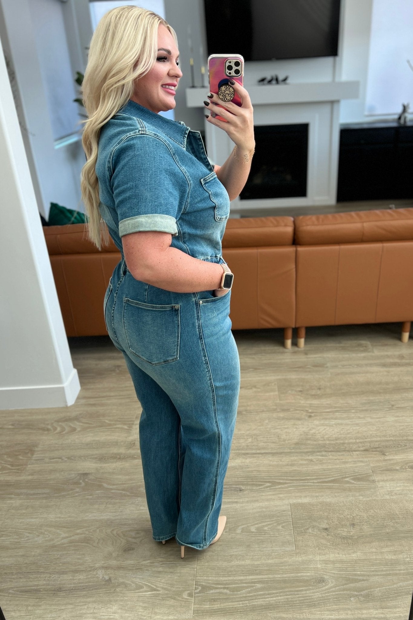 Sylvia Short Sleeve Denim Jumpsuit - Loving God