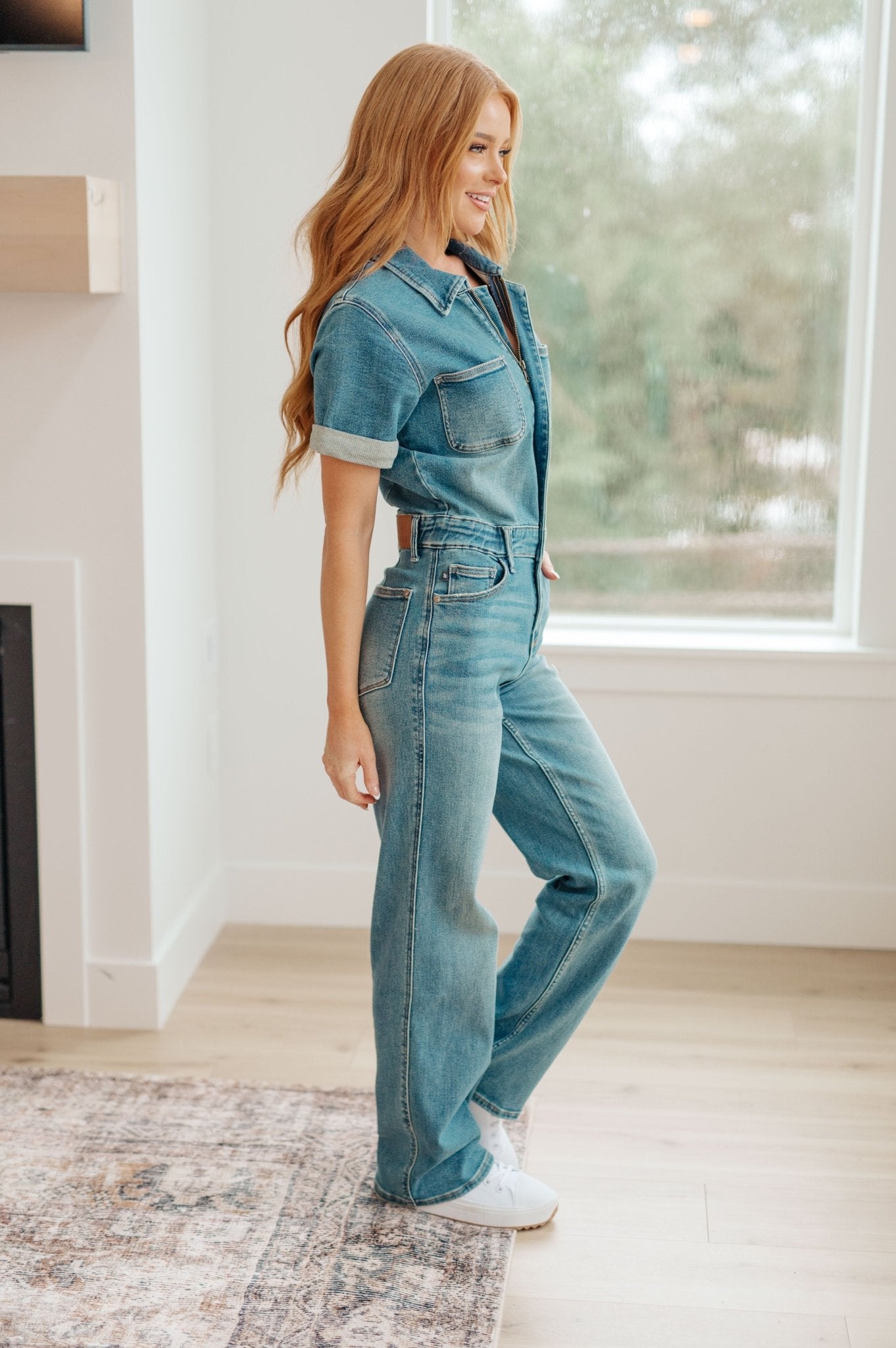 Sylvia Short Sleeve Denim Jumpsuit - Loving God