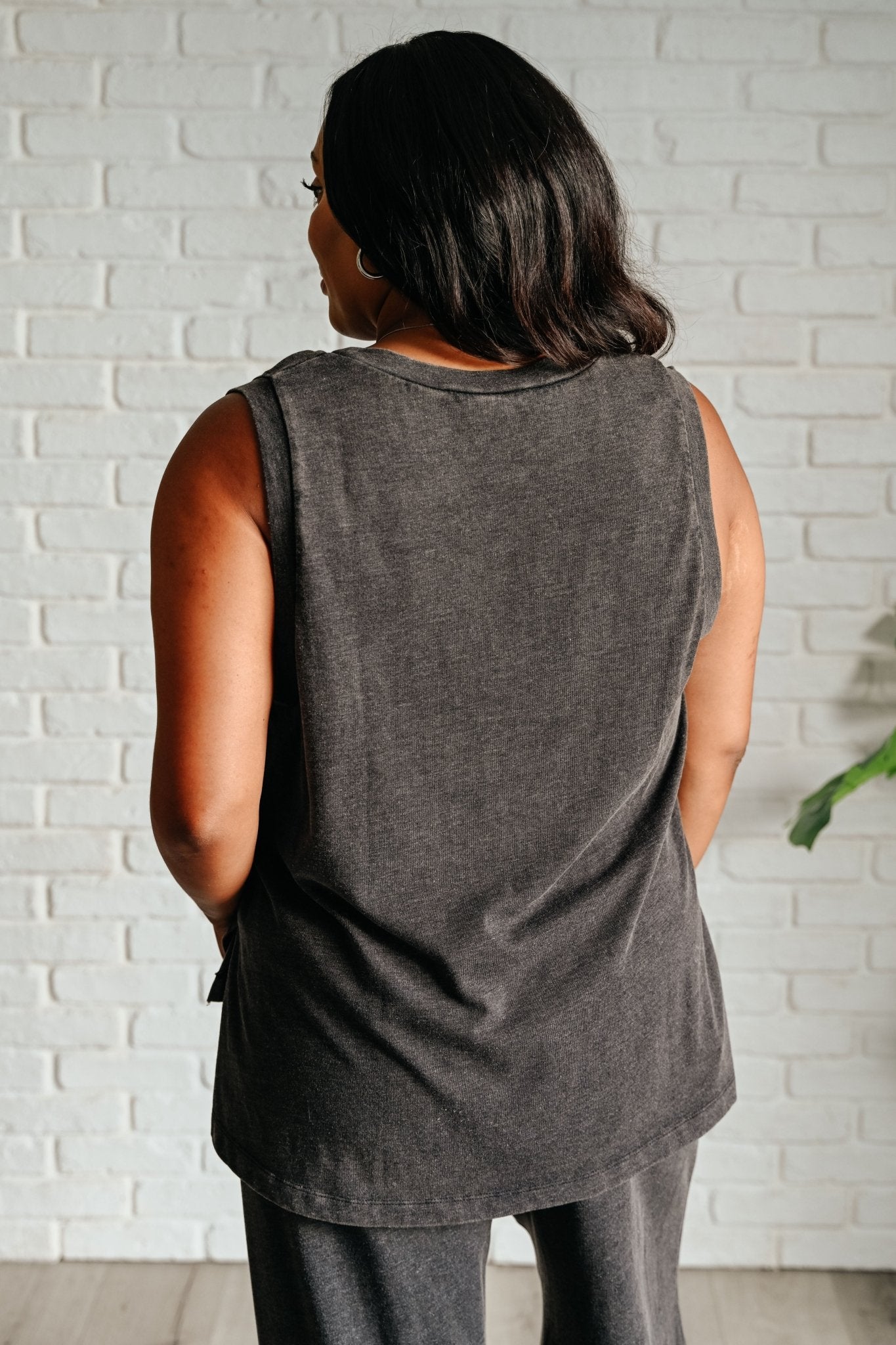 Taking It Easy Tank and Pants Set in Black - Loving God