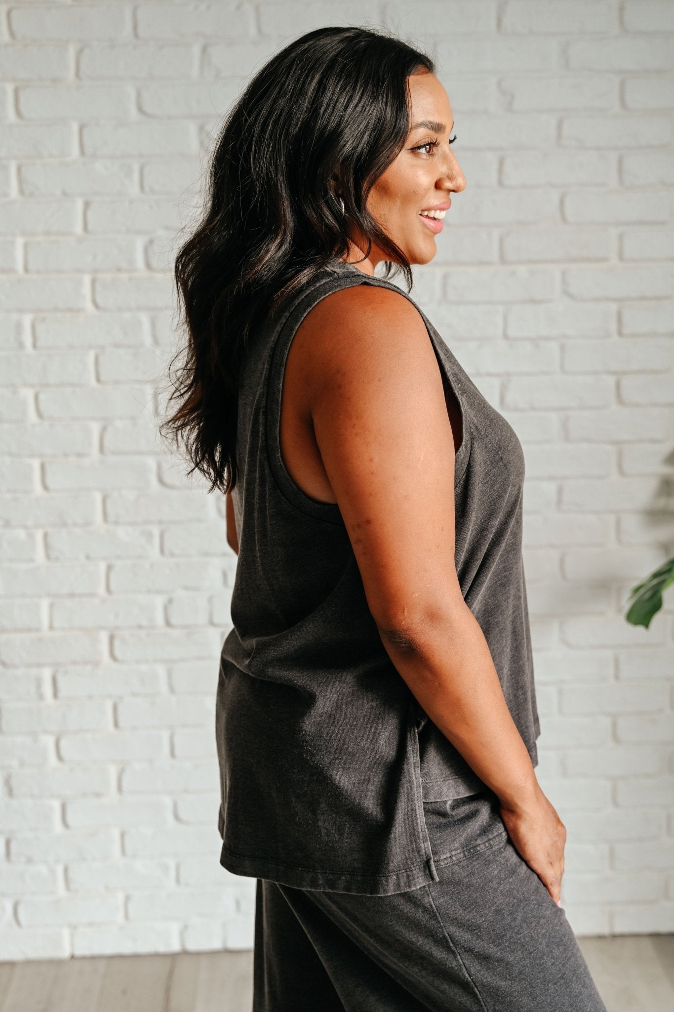 Taking It Easy Tank and Pants Set in Black - Loving God