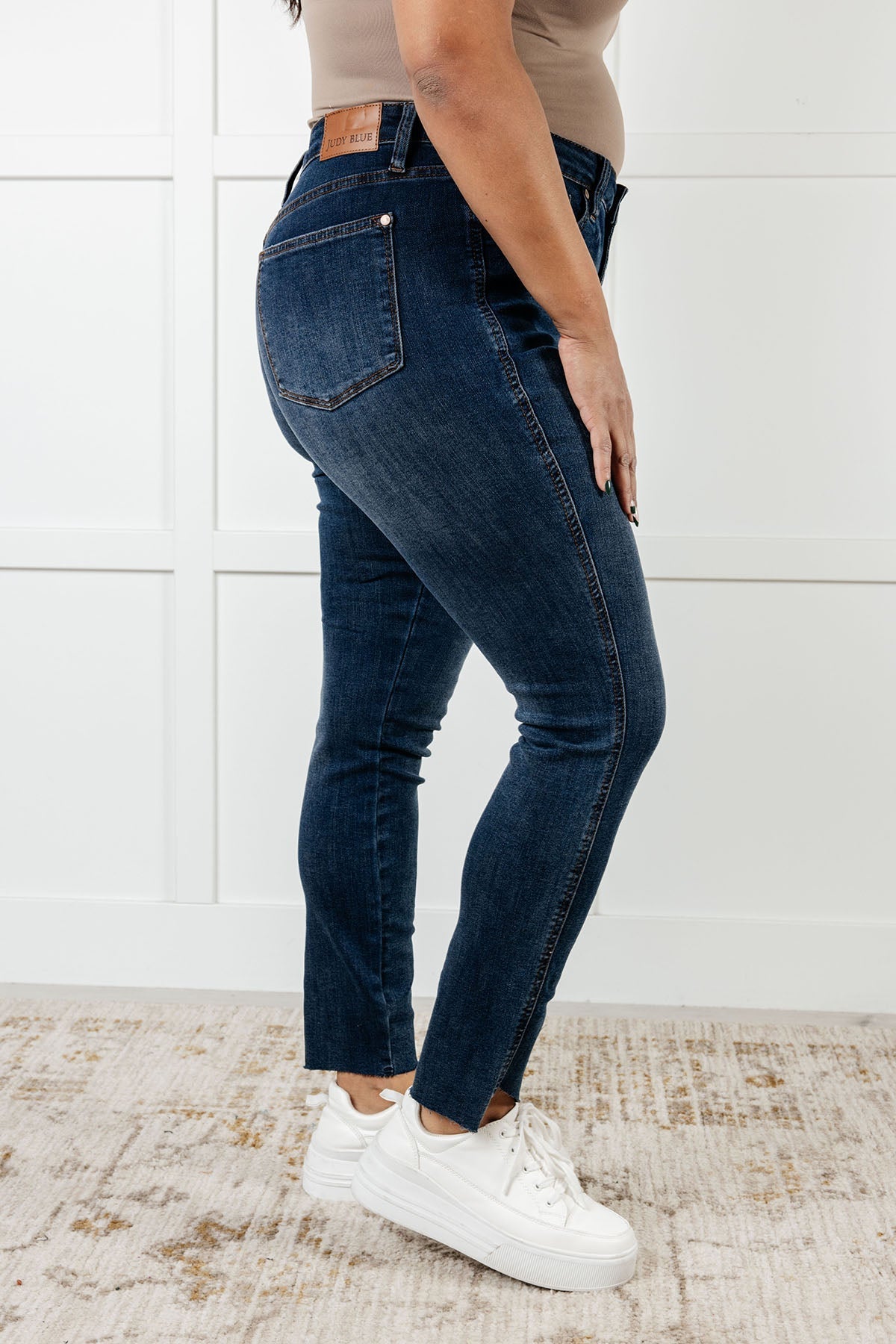 Tessa High Rise Control Top Step Hem Skinny Jeans - Loving God