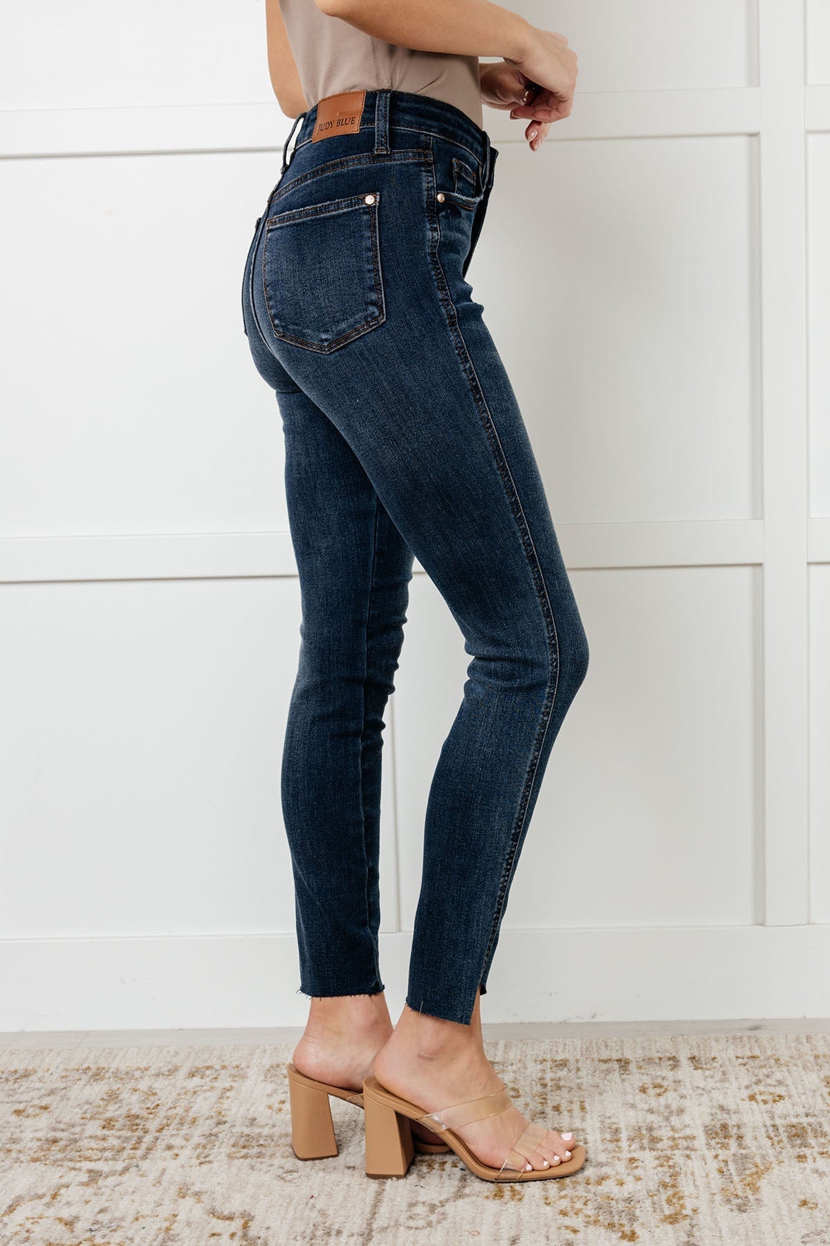 Tessa High Rise Control Top Step Hem Skinny Jeans - Loving God