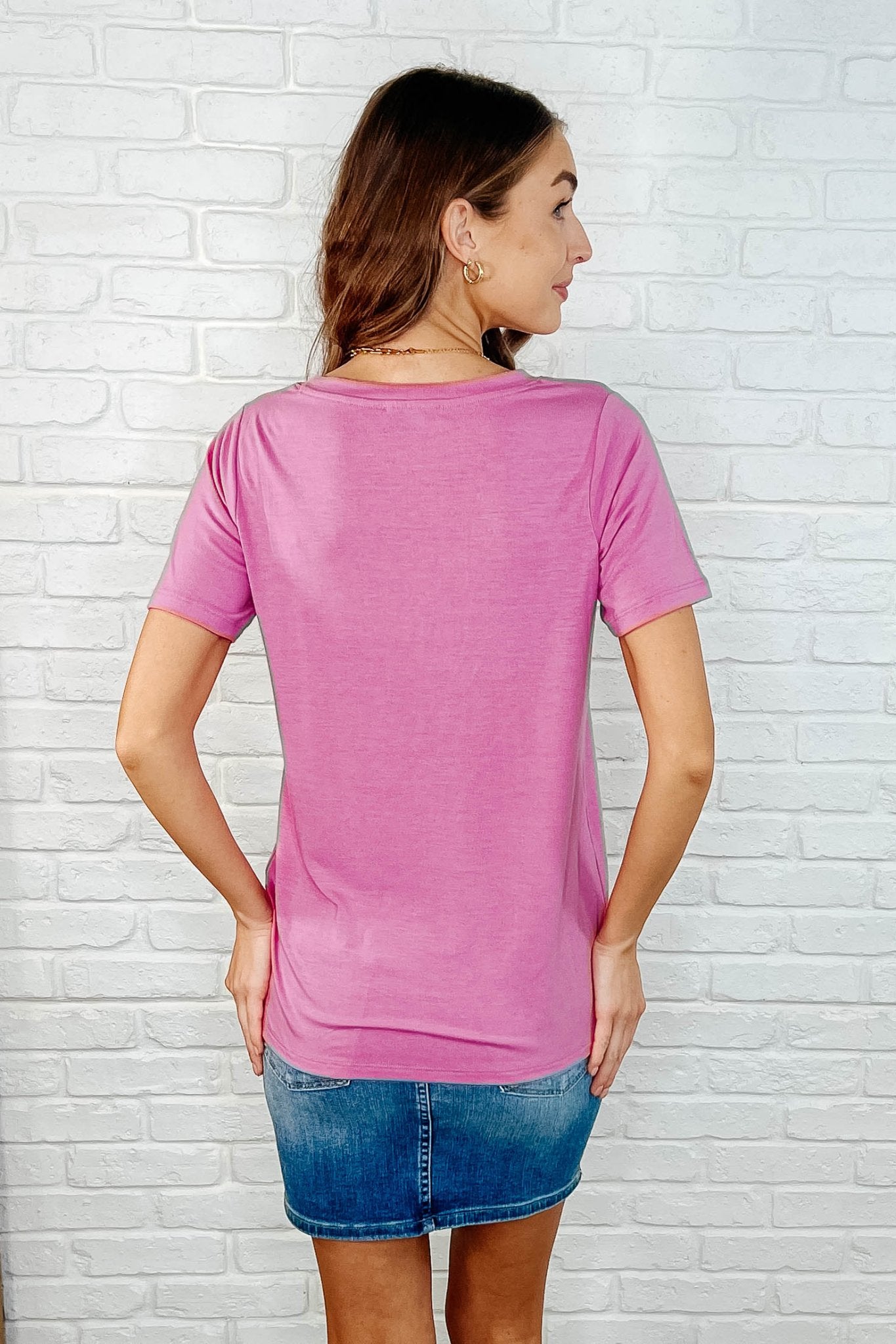 The Every Outfit Basic V - Neck Top in Candy Pink - Loving God