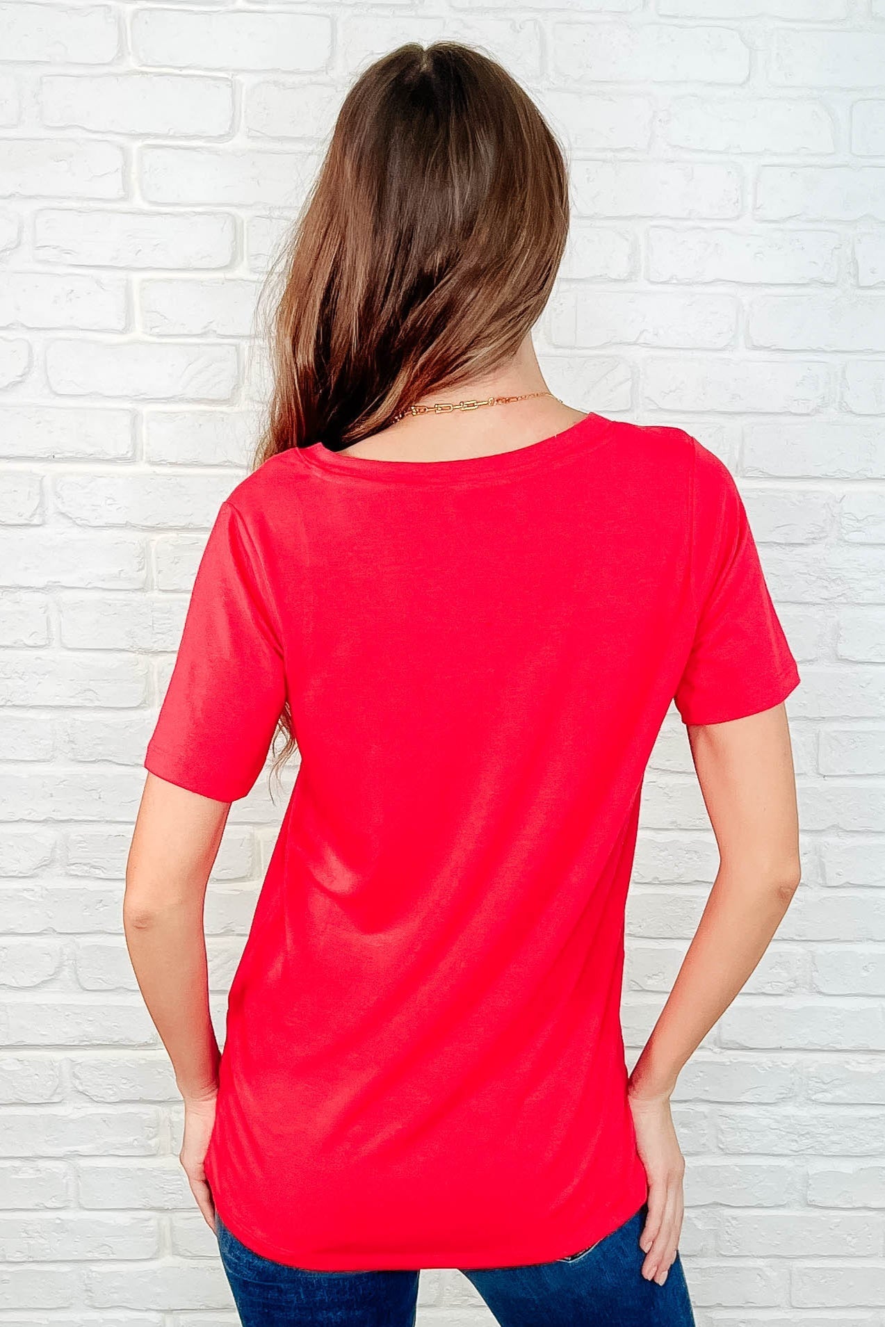 The Every Outfit Basic V - Neck Top in Ruby - Loving God