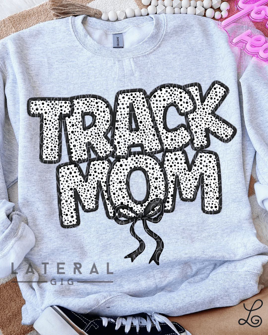 Track Mom Bow Crewneck Sweatshirt - Loving God