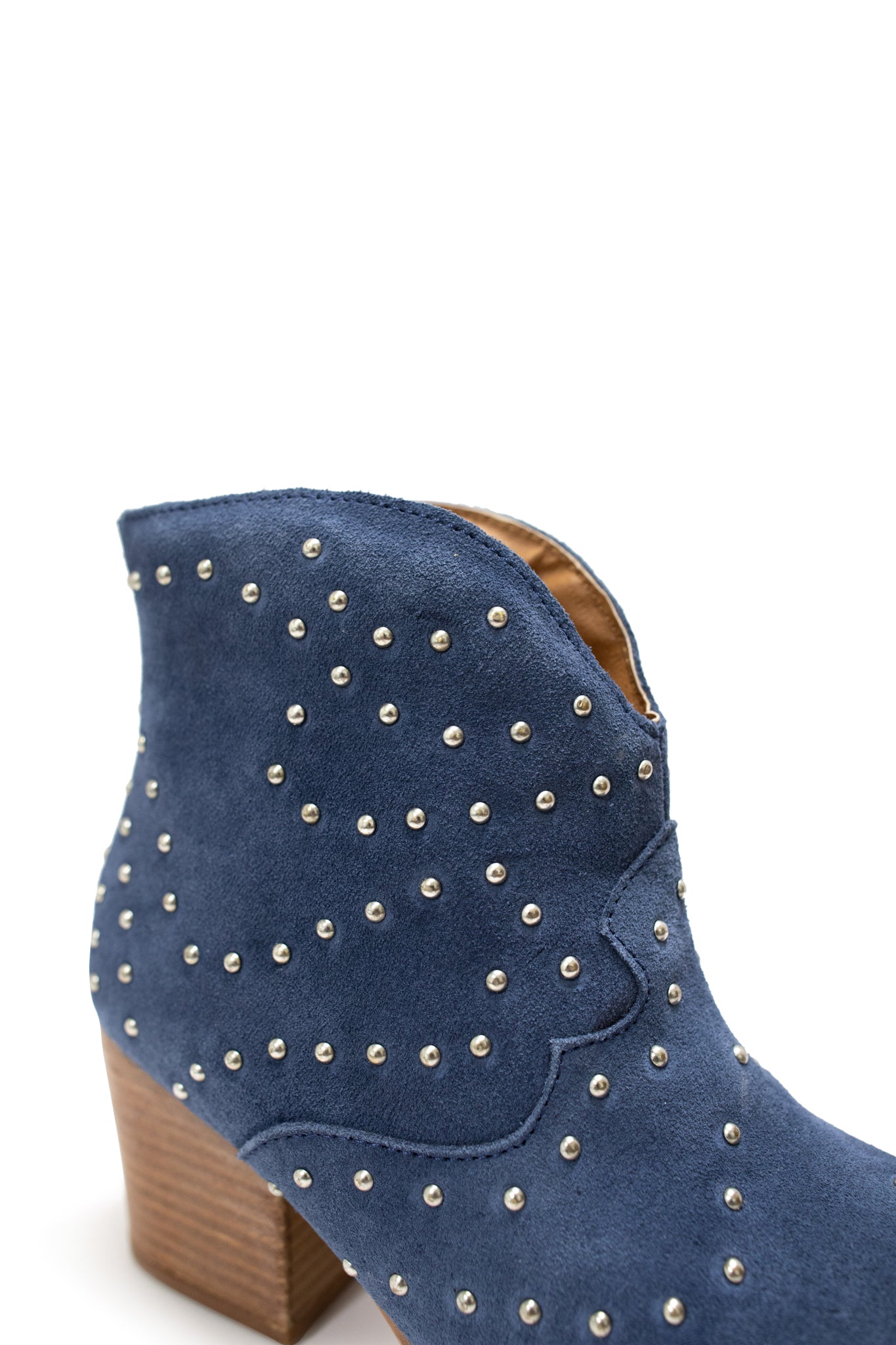 Twilight Studded Heeled Ankle Boot in Denim - Loving God