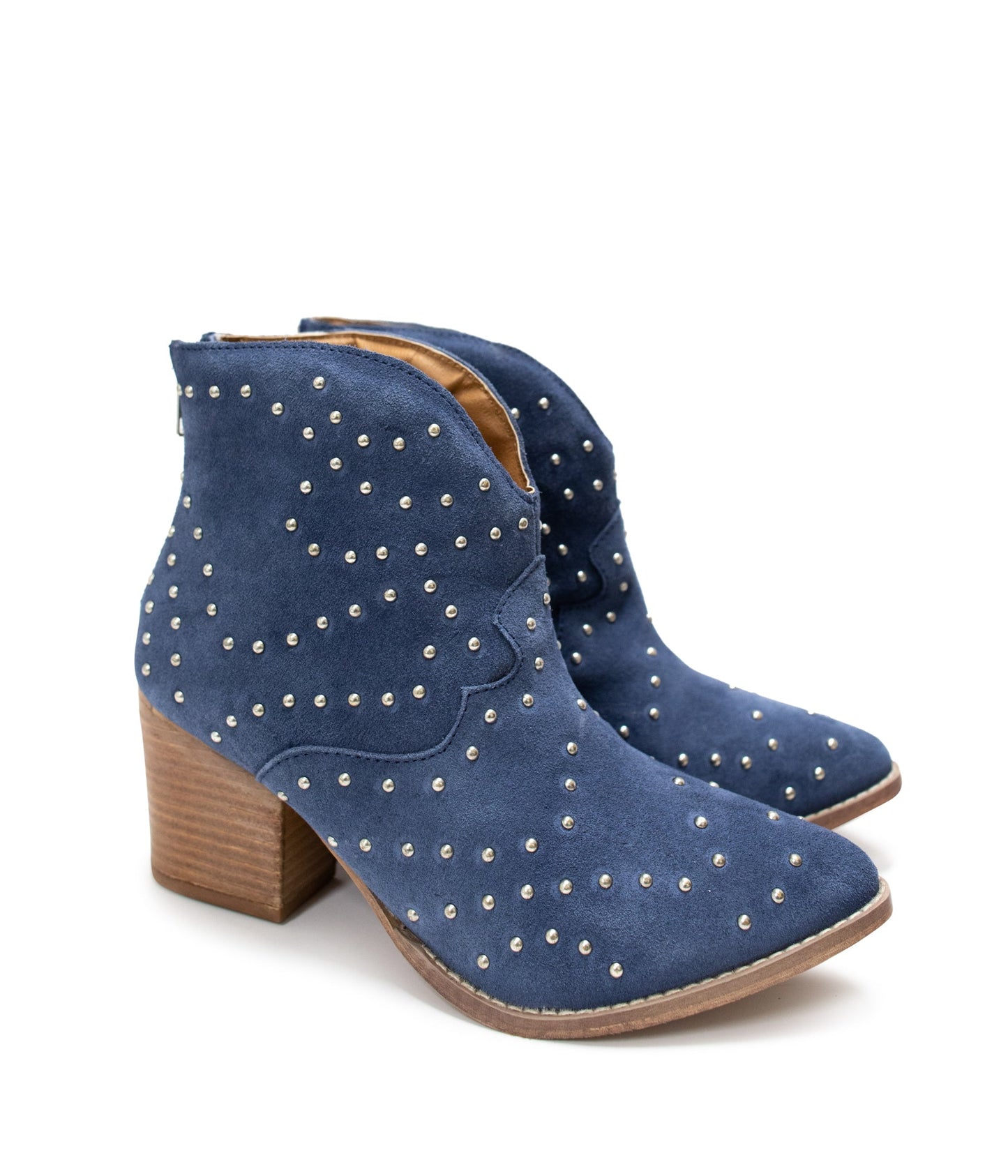 Twilight Studded Heeled Ankle Boot in Denim - Loving God
