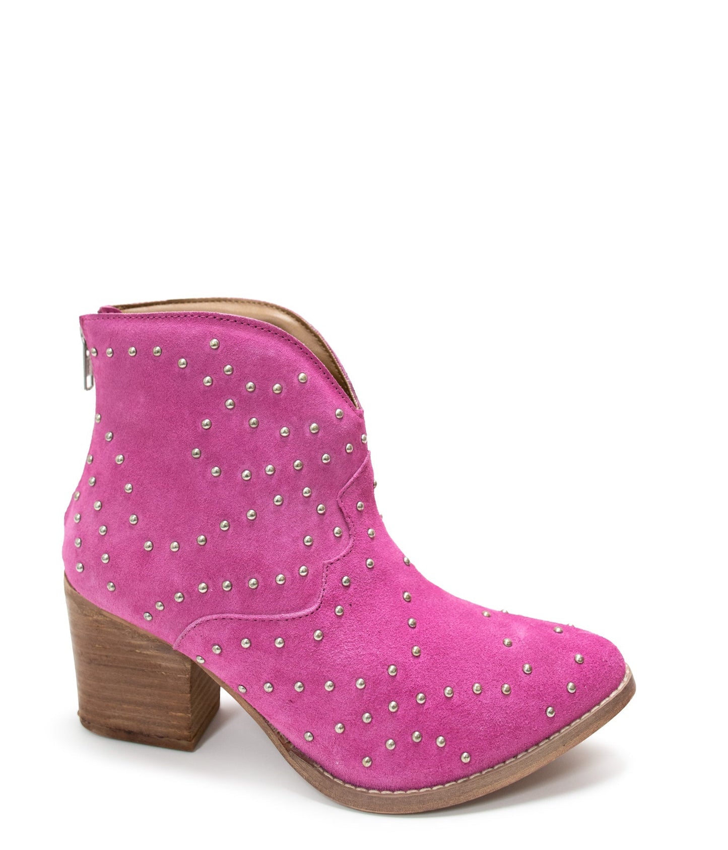 Twilight Studded Heeled Ankle Boot in Magenta - Loving God