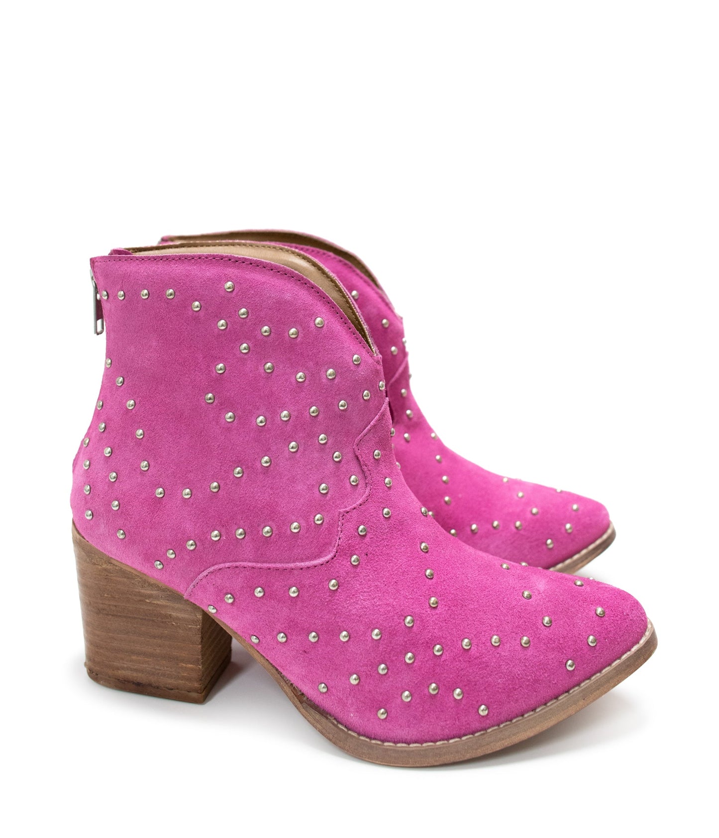 Twilight Studded Heeled Ankle Boot in Magenta - Loving God
