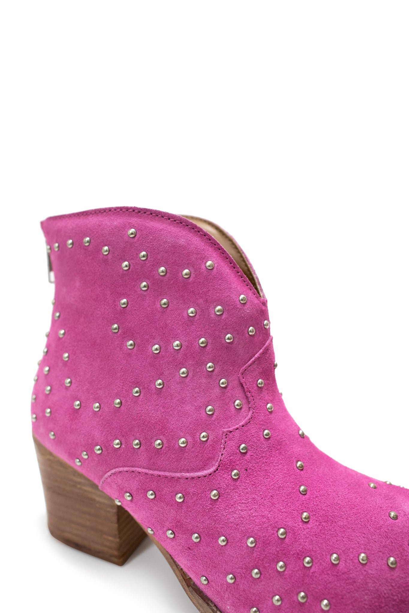 Twilight Studded Heeled Ankle Boot in Magenta - Loving God