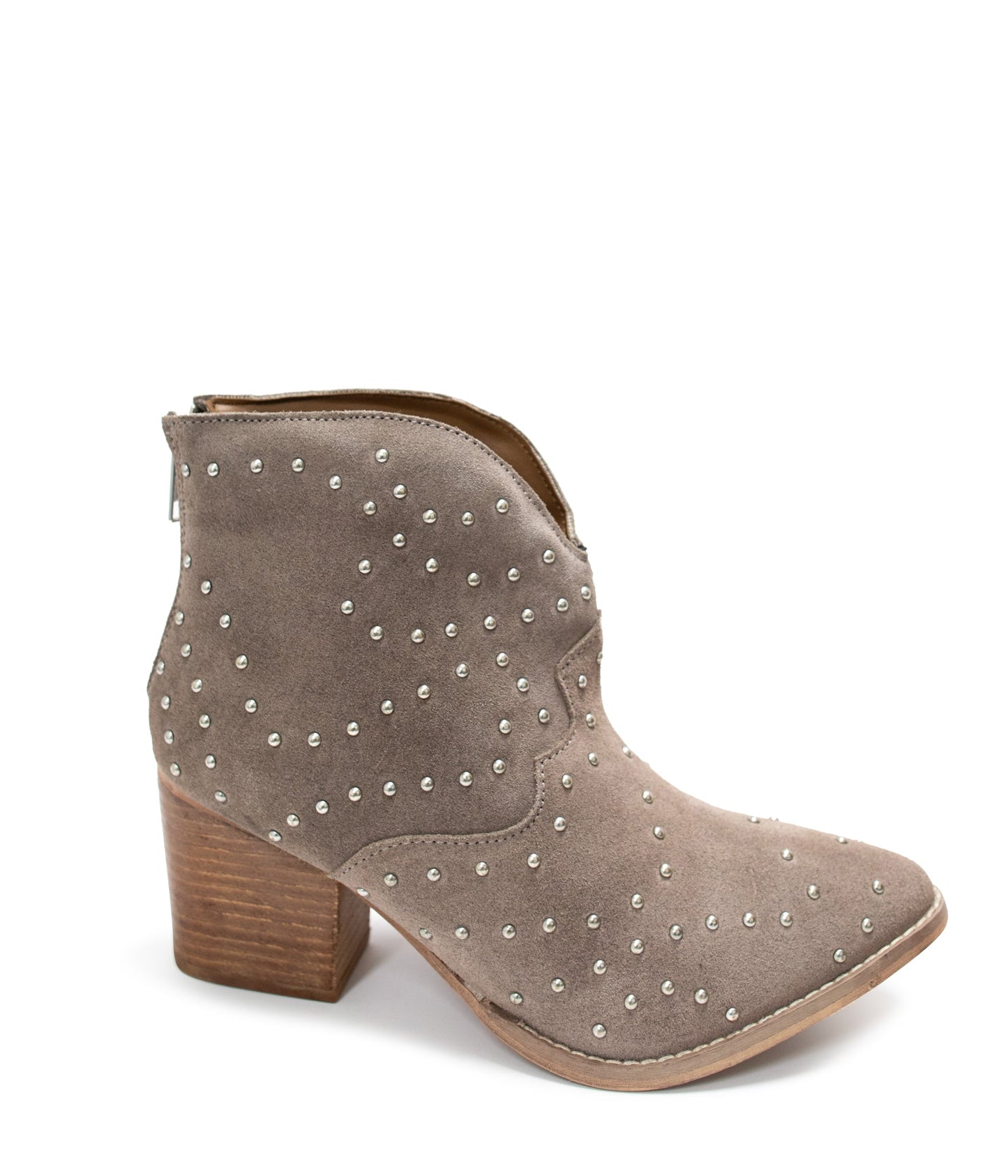 Twilight Studded Heeled Ankle Boot in Taupe - Loving God