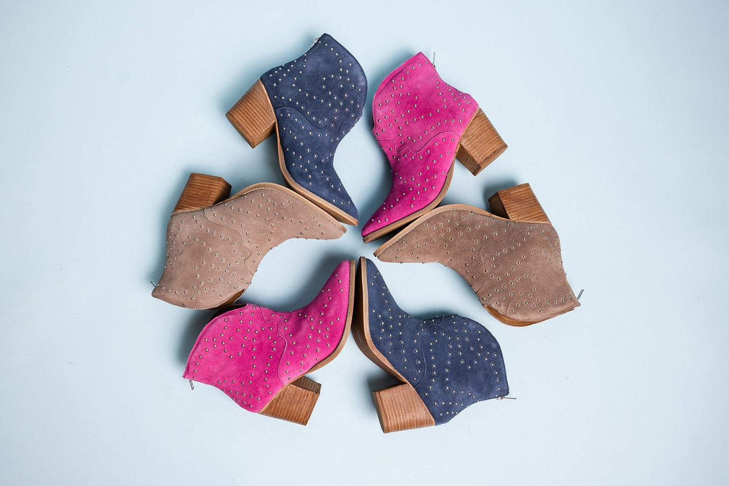 Twilight Studded Heeled Ankle Boot in Taupe - Loving God