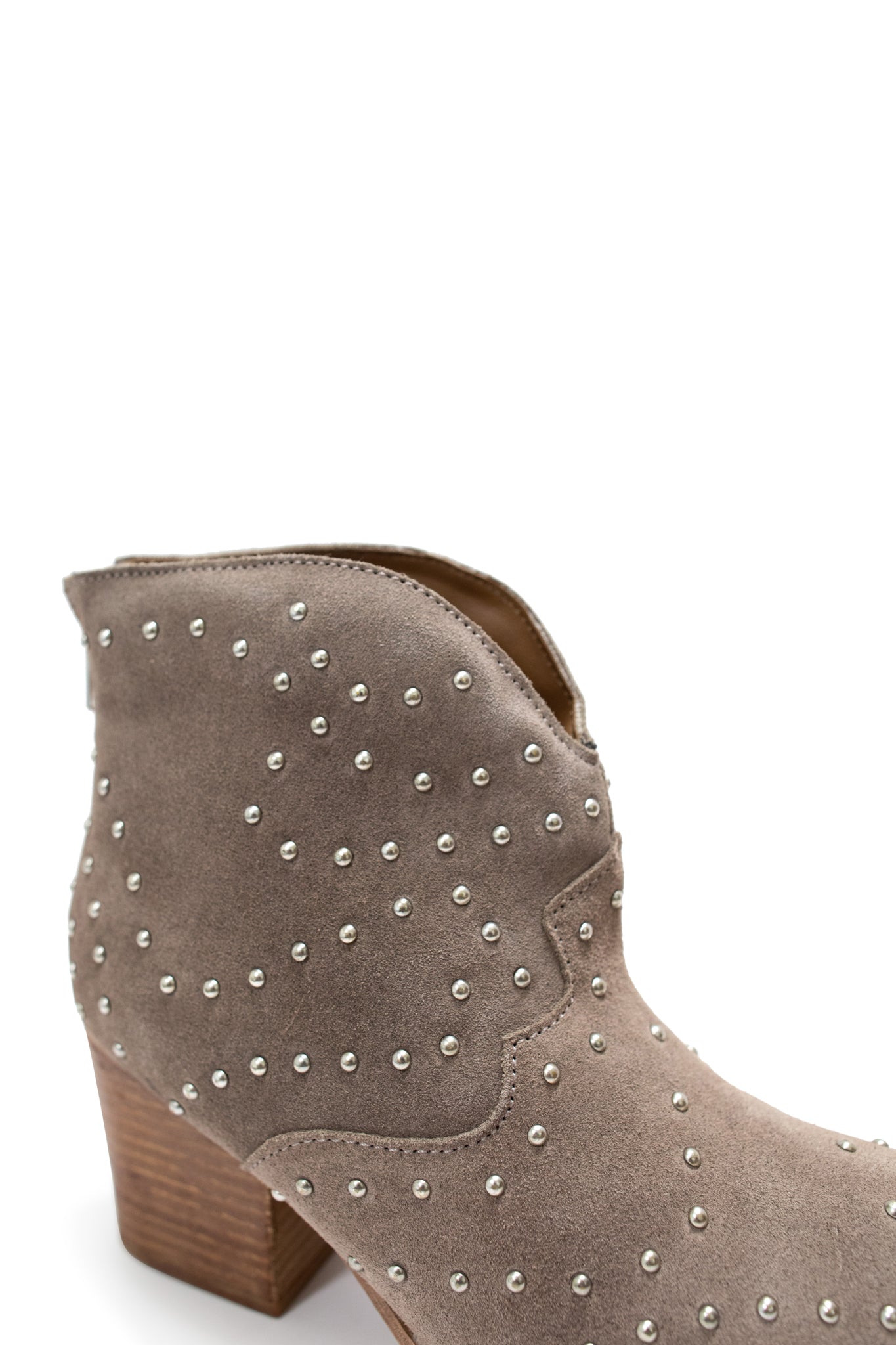 Twilight Studded Heeled Ankle Boot in Taupe - Loving God