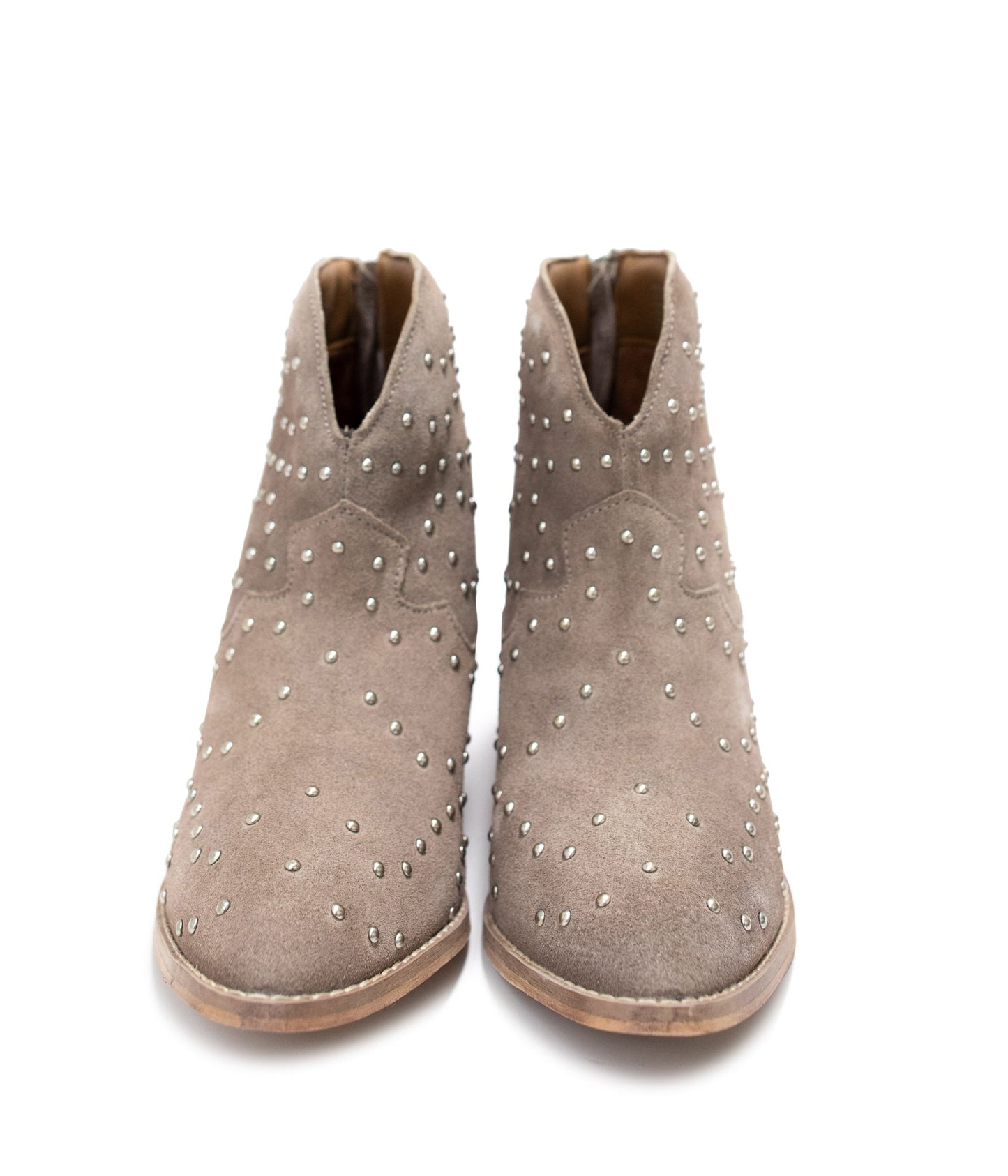 Twilight Studded Heeled Ankle Boot in Taupe - Loving God