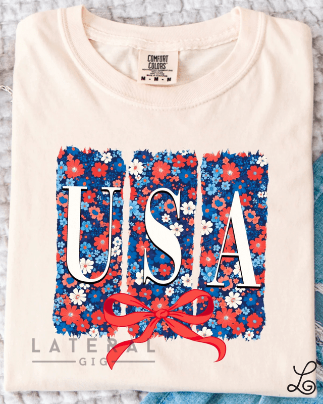USA Floral Graphic Tee - Loving God