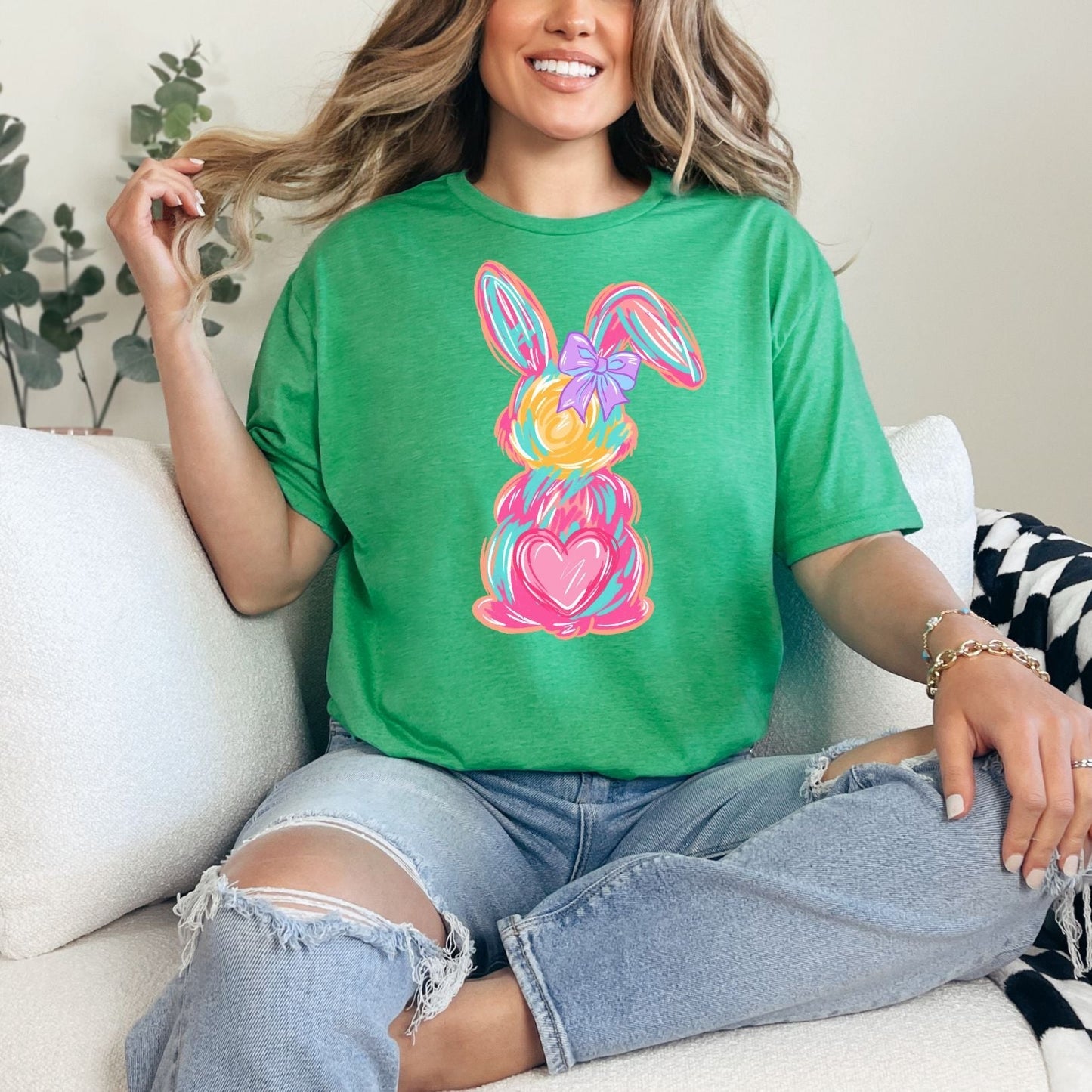 Watercolor Bunny Graphic Tee - Loving God