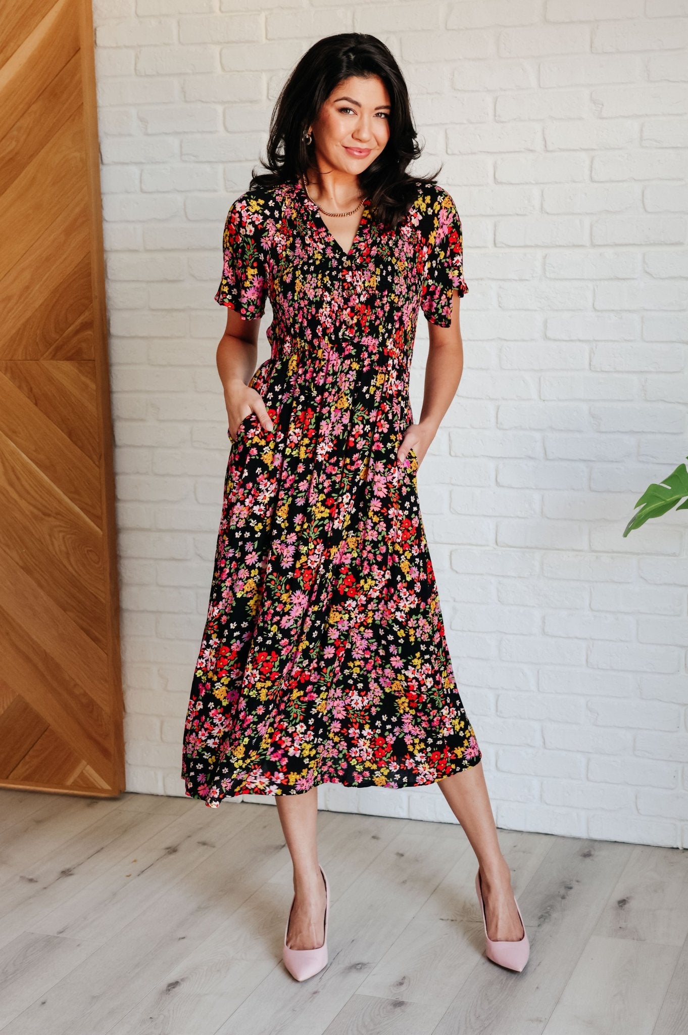 Wildflower and Barley V - Neck Button Up Dress - Loving God