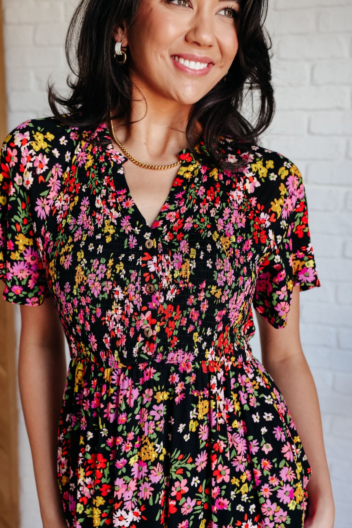 Wildflower and Barley V - Neck Button Up Dress - Loving God