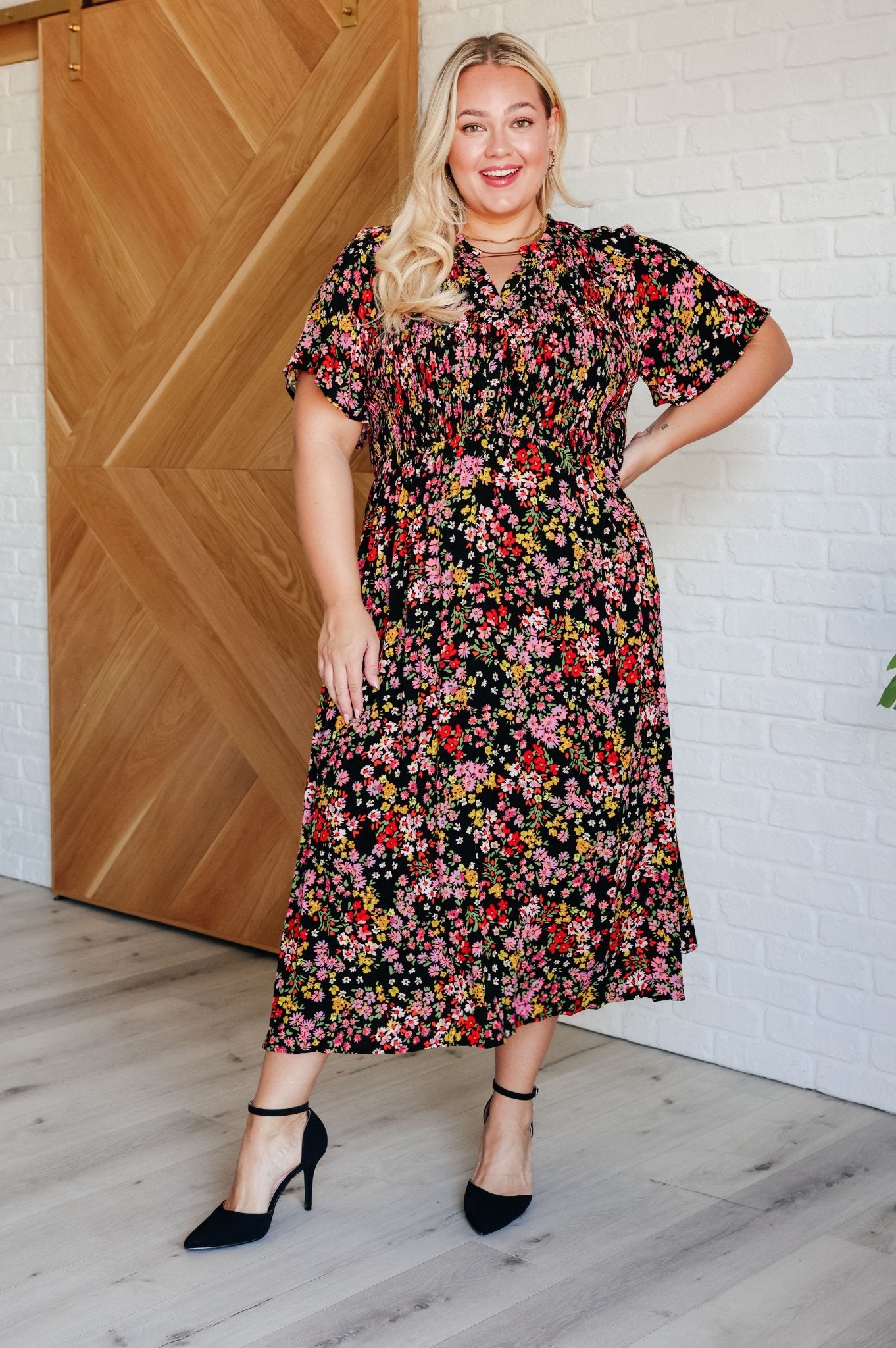 Wildflower and Barley V - Neck Button Up Dress - Loving God