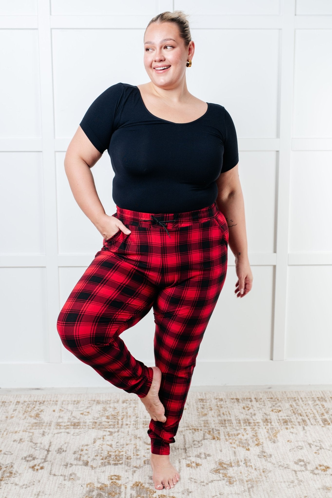 Your New Favorite Joggers in Red Plaid - Loving God