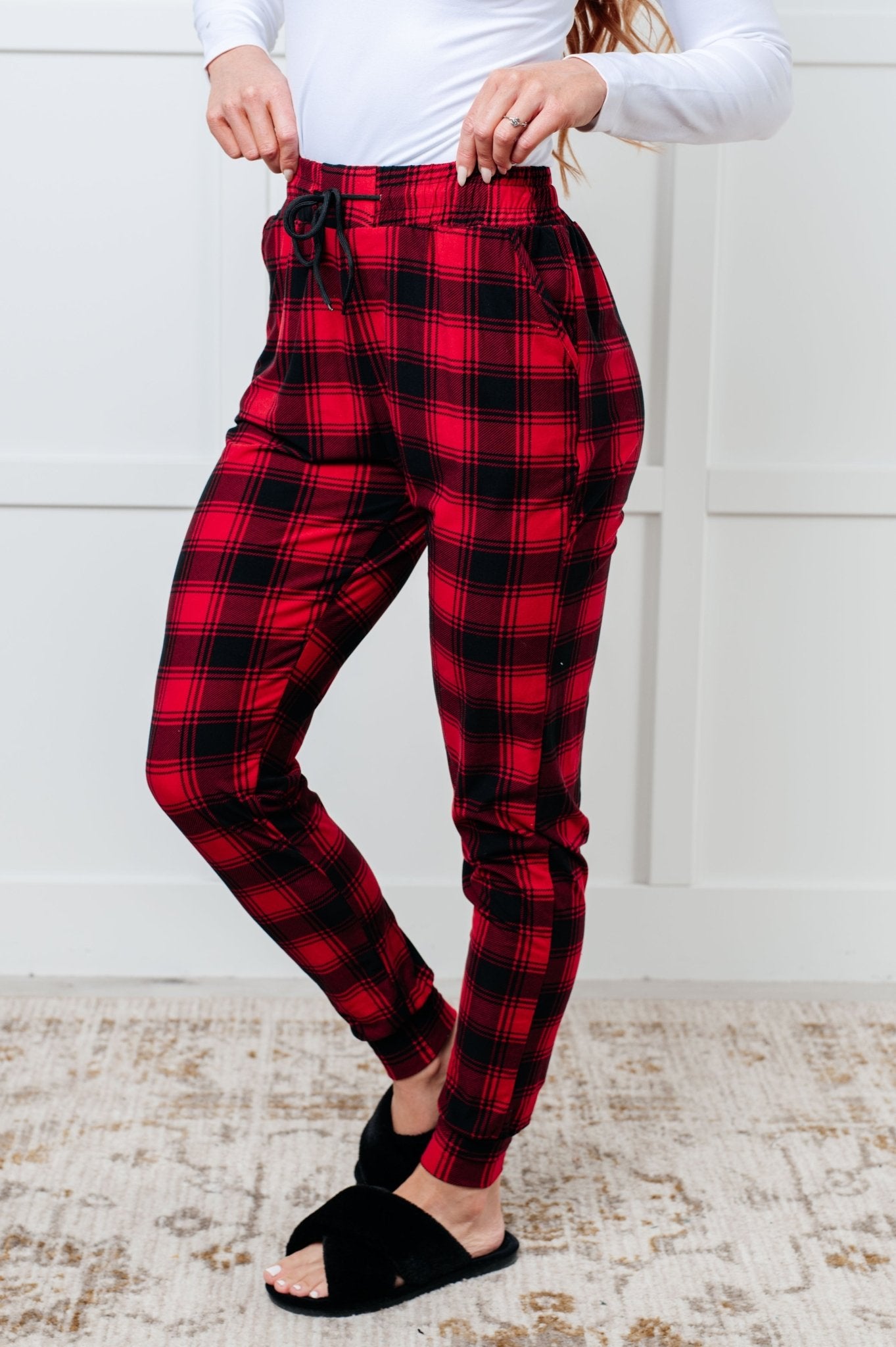 Your New Favorite Joggers in Red Plaid - Loving God