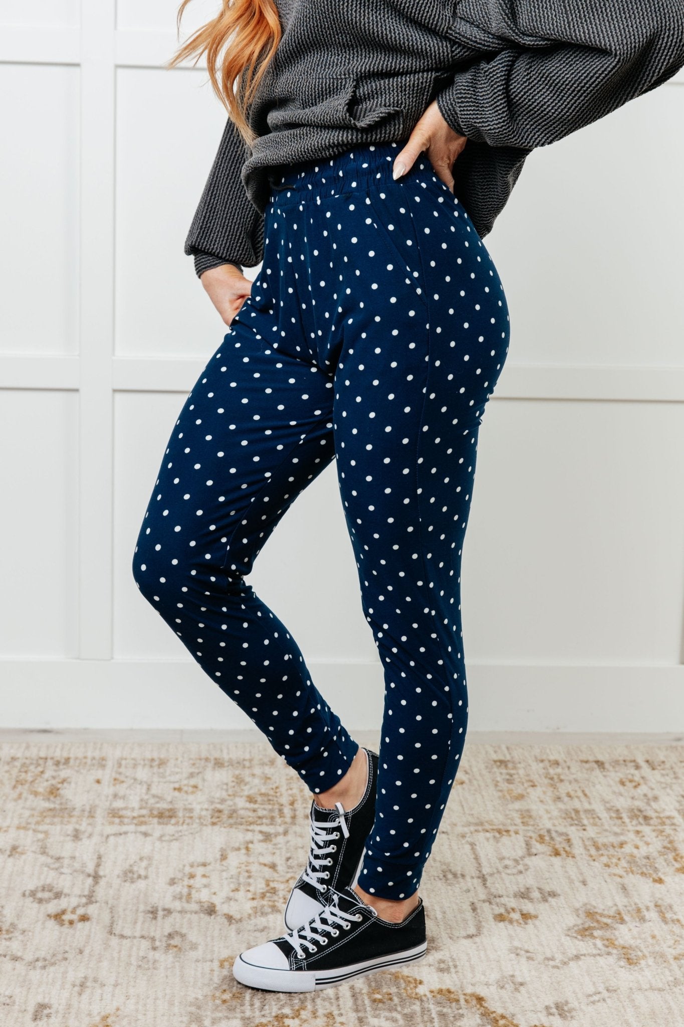 Your New Favorite Joggers in White Polka Dot - Loving God