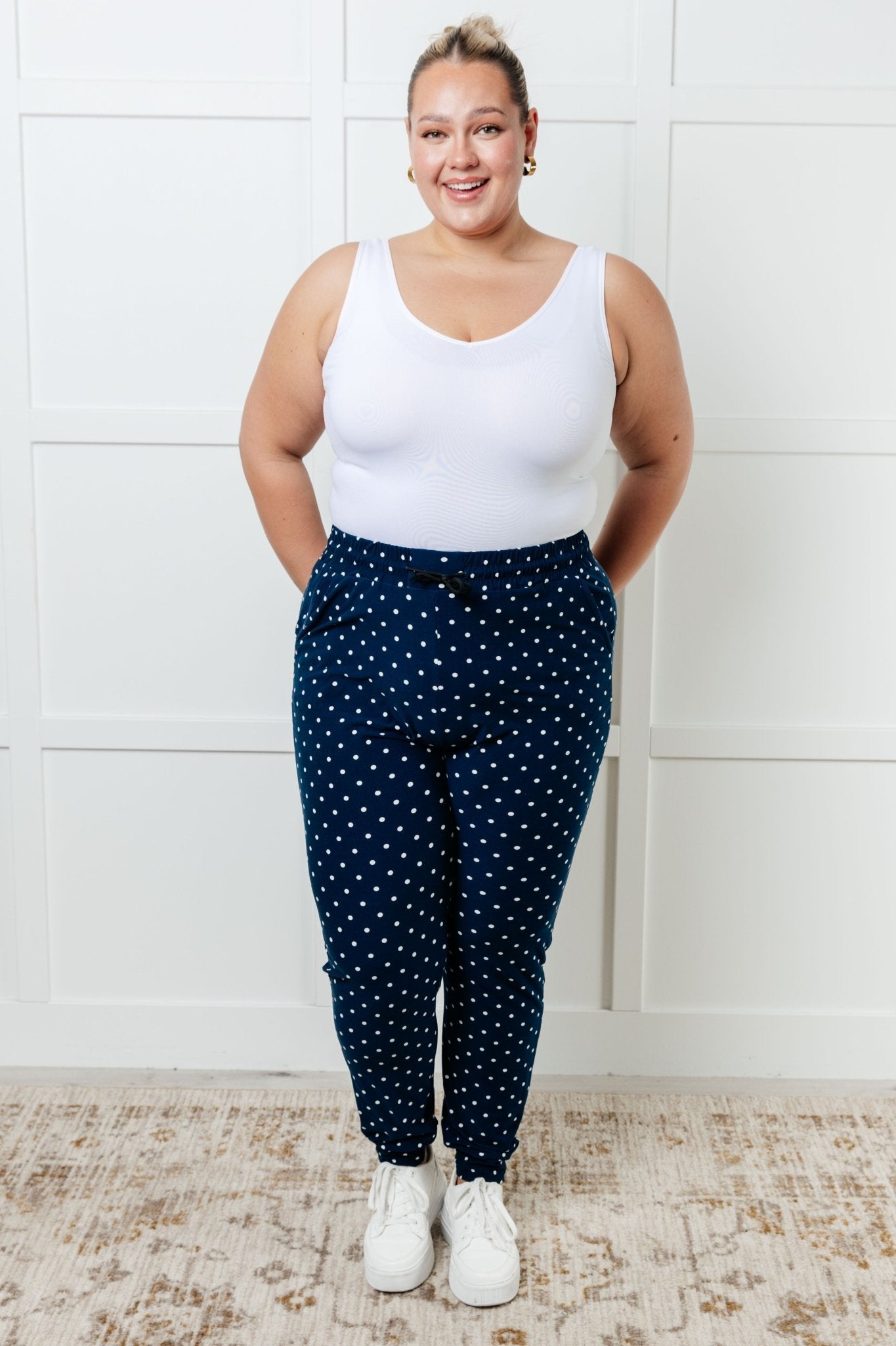 Your New Favorite Joggers in White Polka Dot - Loving God