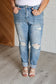 Aiden High Rise Patch Pocket Distressed Boyfriend Jeans - Loving God