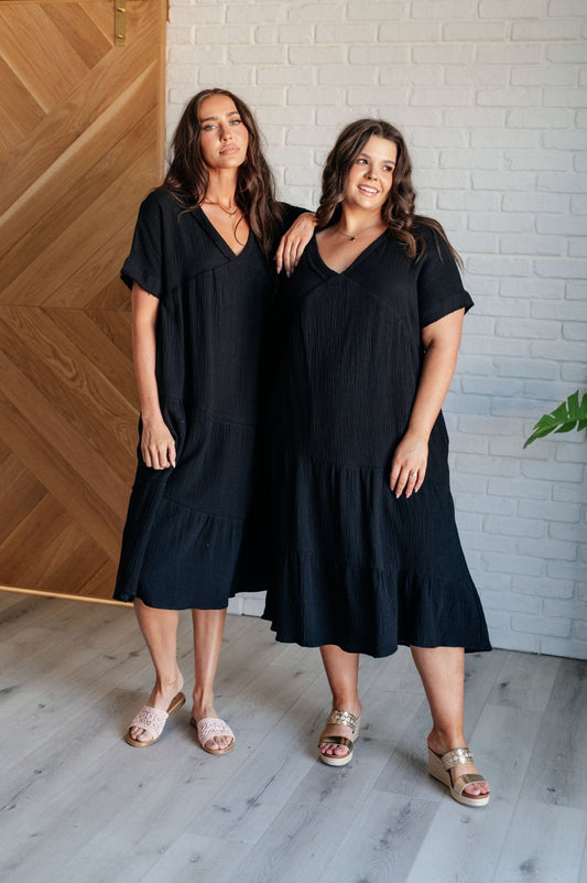 Always Learning Dolman Sleeve Dress in Black - Loving God