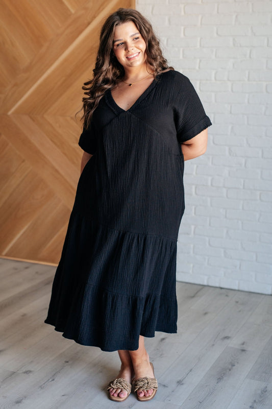 Always Learning Dolman Sleeve Dress in Black - Loving God