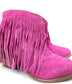 Amos Fringe Ankle Bootie in Magenta Suede - Loving God