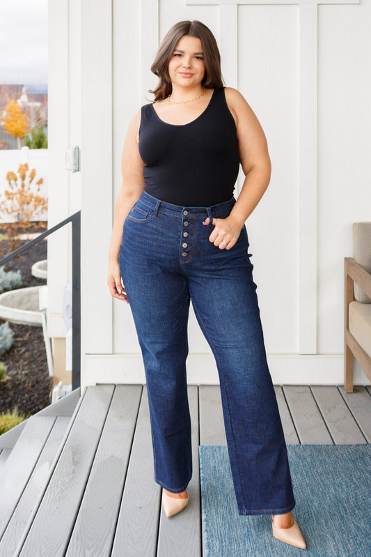 Arlo High Rise Button - Fly Straight Jeans - Loving God