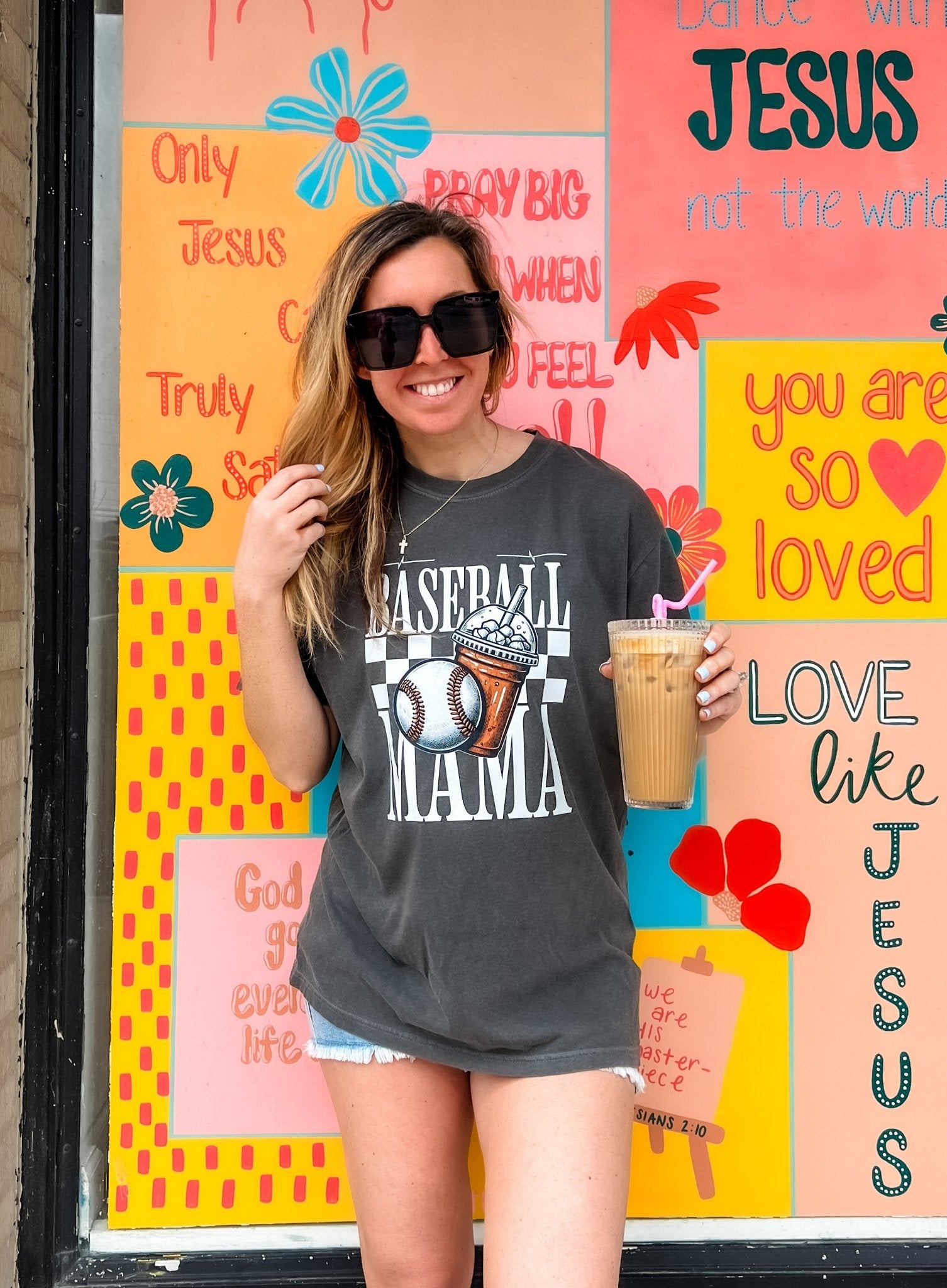 Baseball Coffee Mama Life Graphic Tee - Loving God