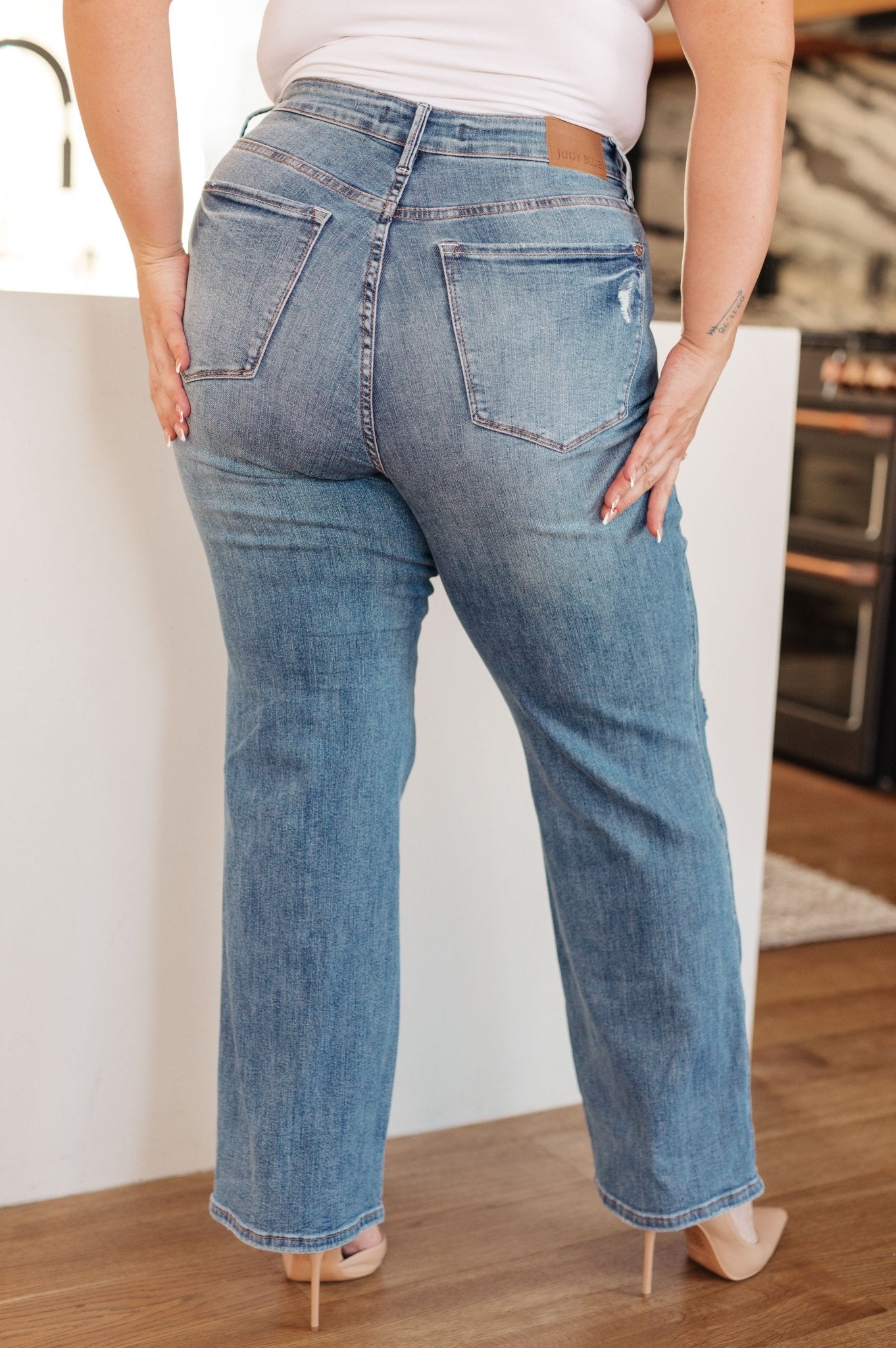 Bree High Rise Control Top Distressed Straight Jeans - Loving God